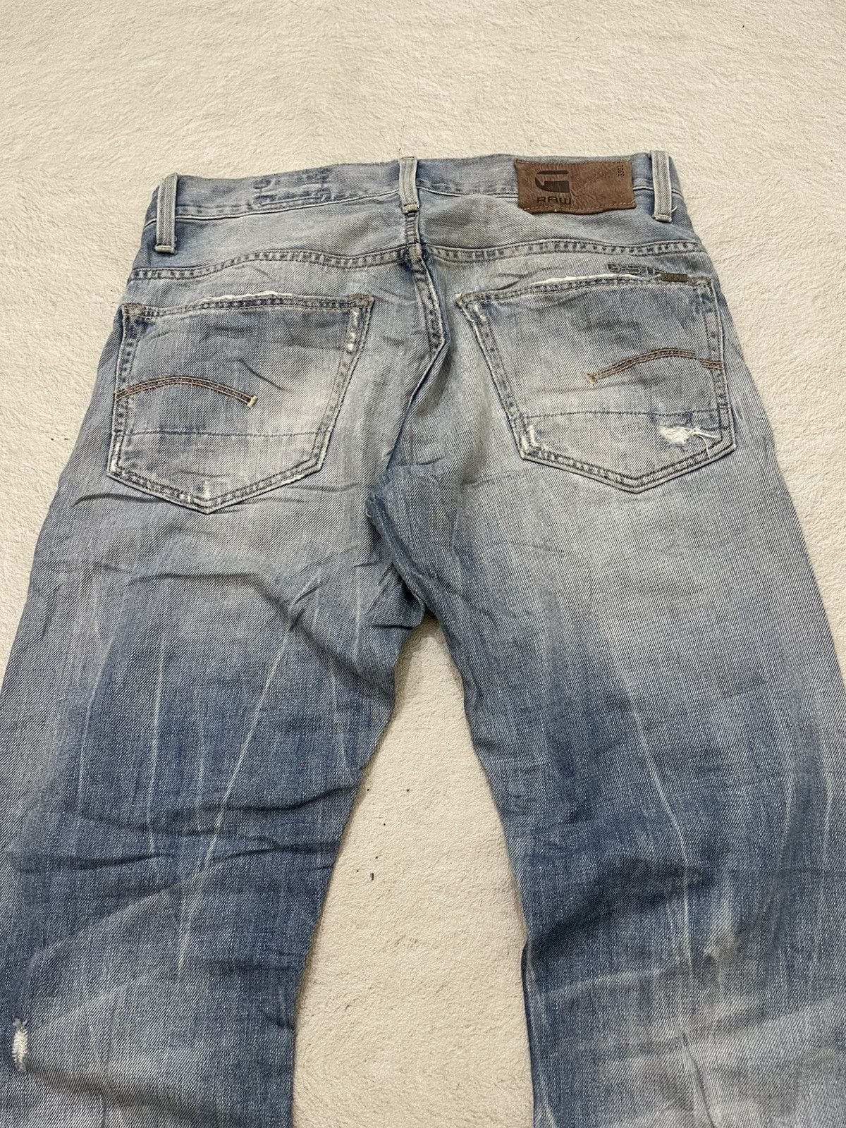Japanese Brand 2000s G-Straw Blue Denim Ripped Washed Jeans Y2K Size US 31 - 9 Thumbnail