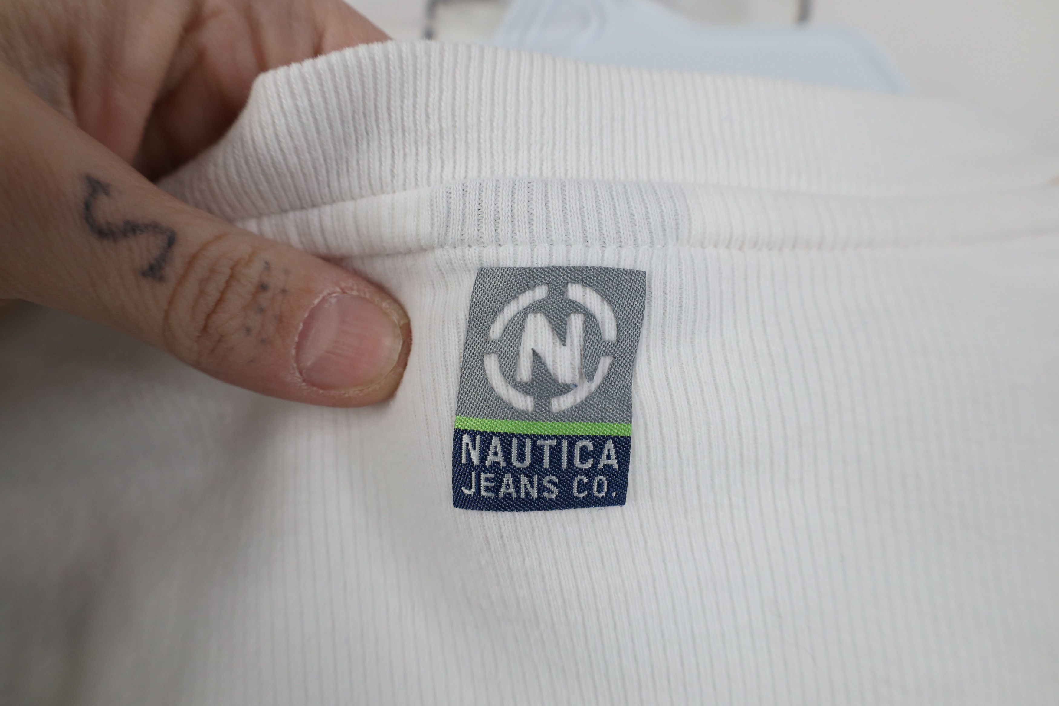 Nautica Vintage 90s Nautica Heavy Cotton Ribbed Knit T-Shirt White Size US XL / EU 56 / 4 - 9 Thumbnail