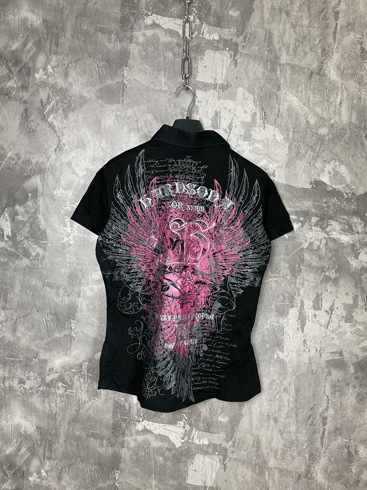 Vintage Y2K Affliction Womens Grunge Rhinestone Button Up Shirt Size M / US 6-8 / IT 42-44 - 1 Thumbnail