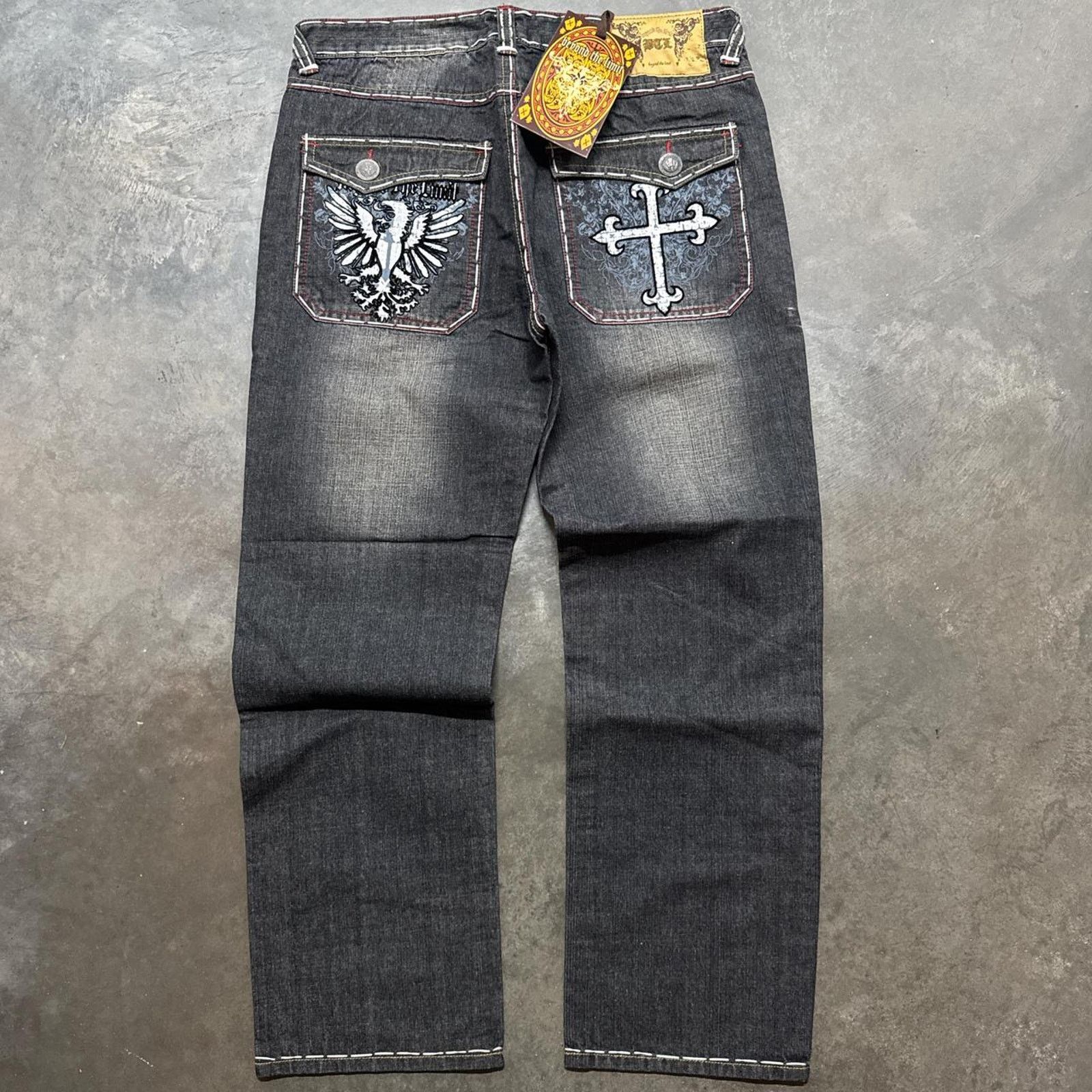 Vintage Vintage Y2K Affliction Style Cyber Baggy Denim Jeans Jeans Size US 38 / EU 54 - 1 Thumbnail