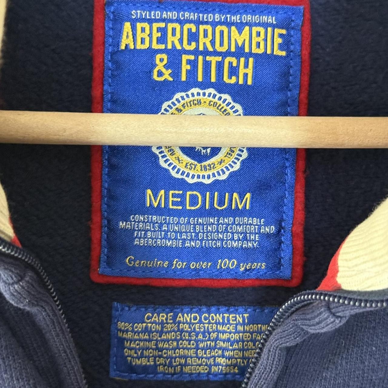 Abercrombie & Fitch Abercrombie and Fitch Sweatshirt Zip Up Embroidered Navy Size US M / EU 48-50 / 2 - 5 Thumbnail