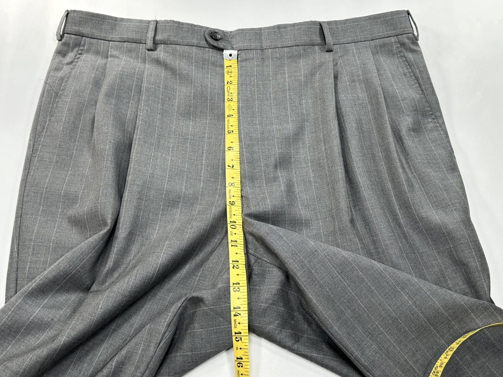 Hickey Freeman Hickey Freeman Pleated Pinstripe Dress Pants Gray Mens 40/30 Size US 40 / EU 56 - 4 Thumbnail