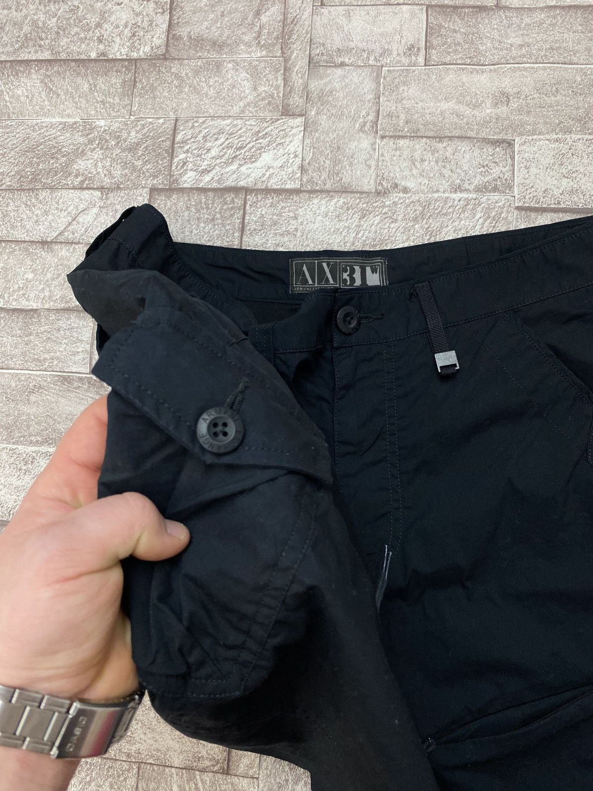 Armani Exchange × Band Tees Armani Cargo Shorts pants Silver Logo 31 by Kanye West Size US 31 - 7 Thumbnail