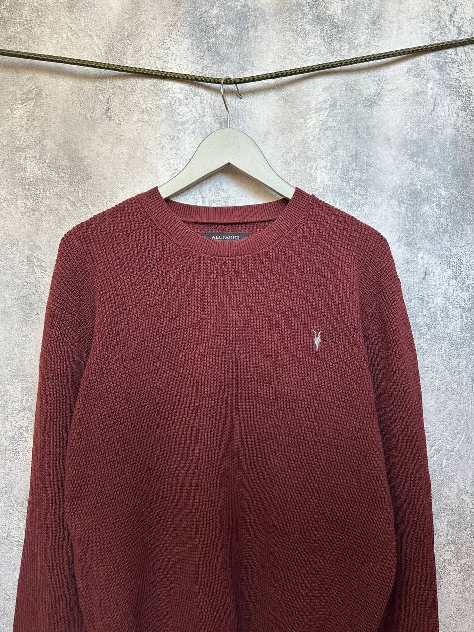 Allsaints ALLSAINTS Rias Crew Waffle Knit Sweater Burgundy Pullover Size US L / EU 52-54 / 3 - 5 Thumbnail