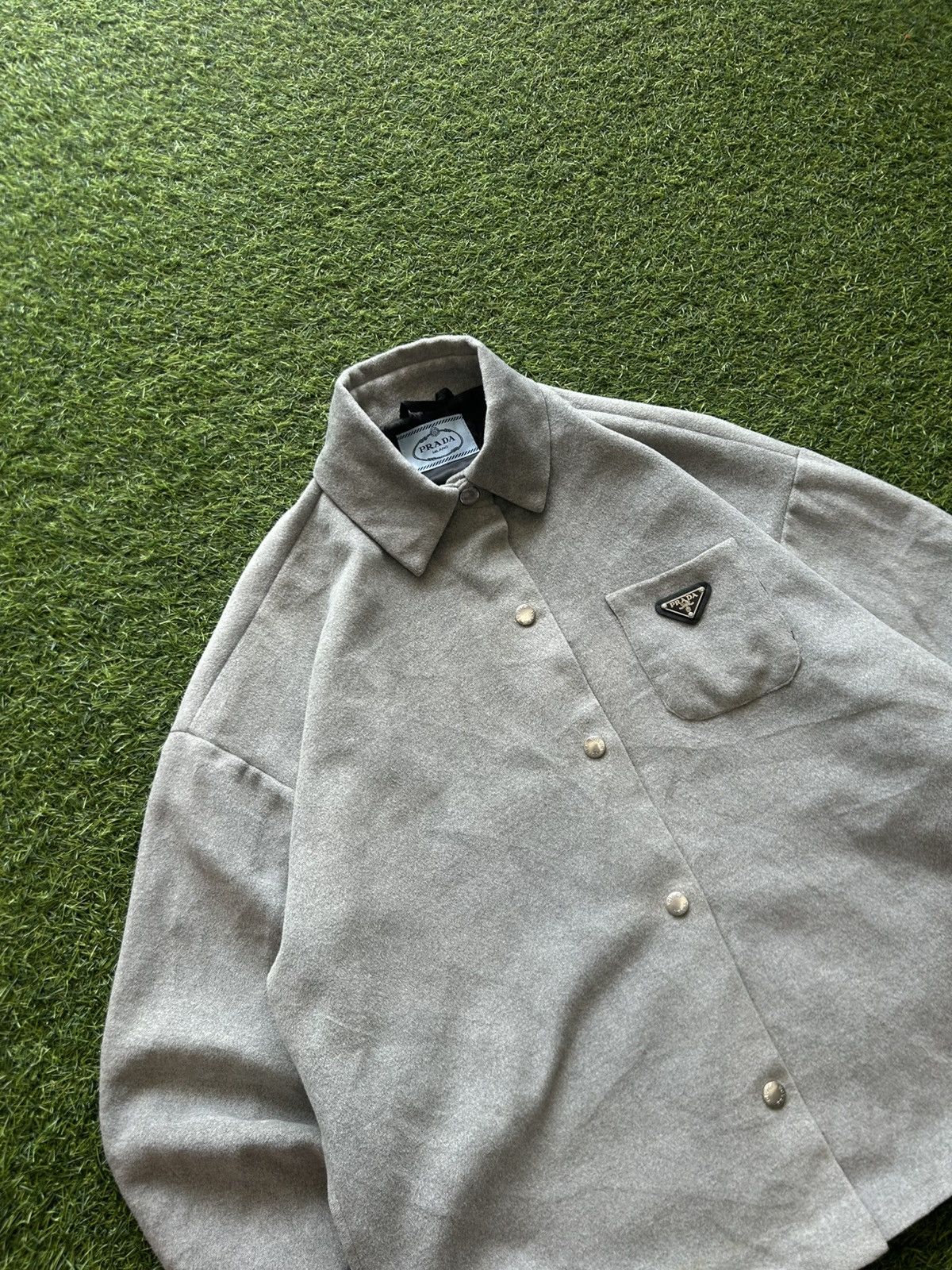Prada PRADA Milano Wool Overshirt Boxy Jacket - Light Grey Size US L / EU 52-54 / 3 - 3 Thumbnail