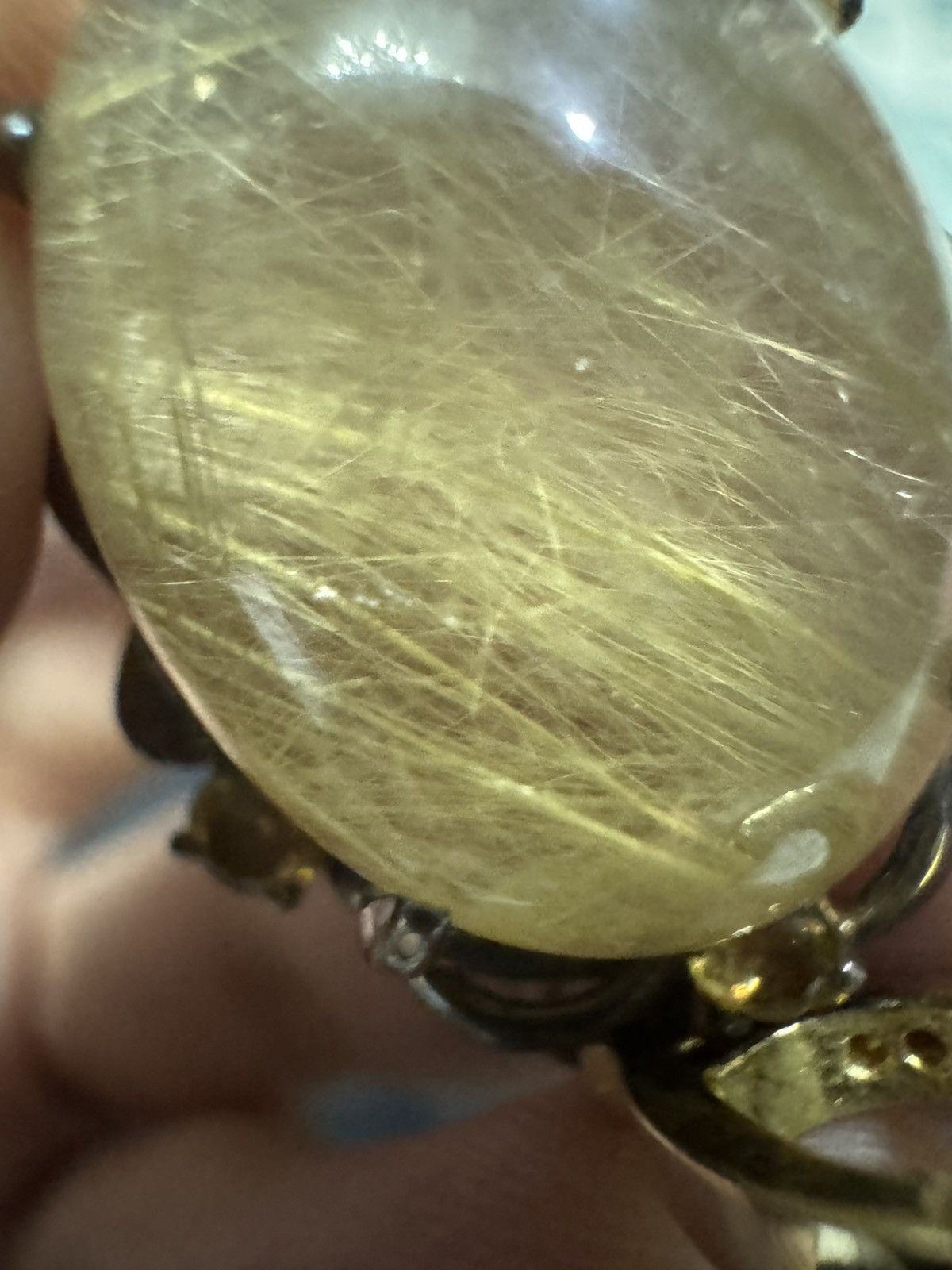 Jewelry VINTAGE GOLDEN RUTILE QUARTZ 925 SILVER PENDANT NECKLACE Size ONE SIZE - 9 Thumbnail