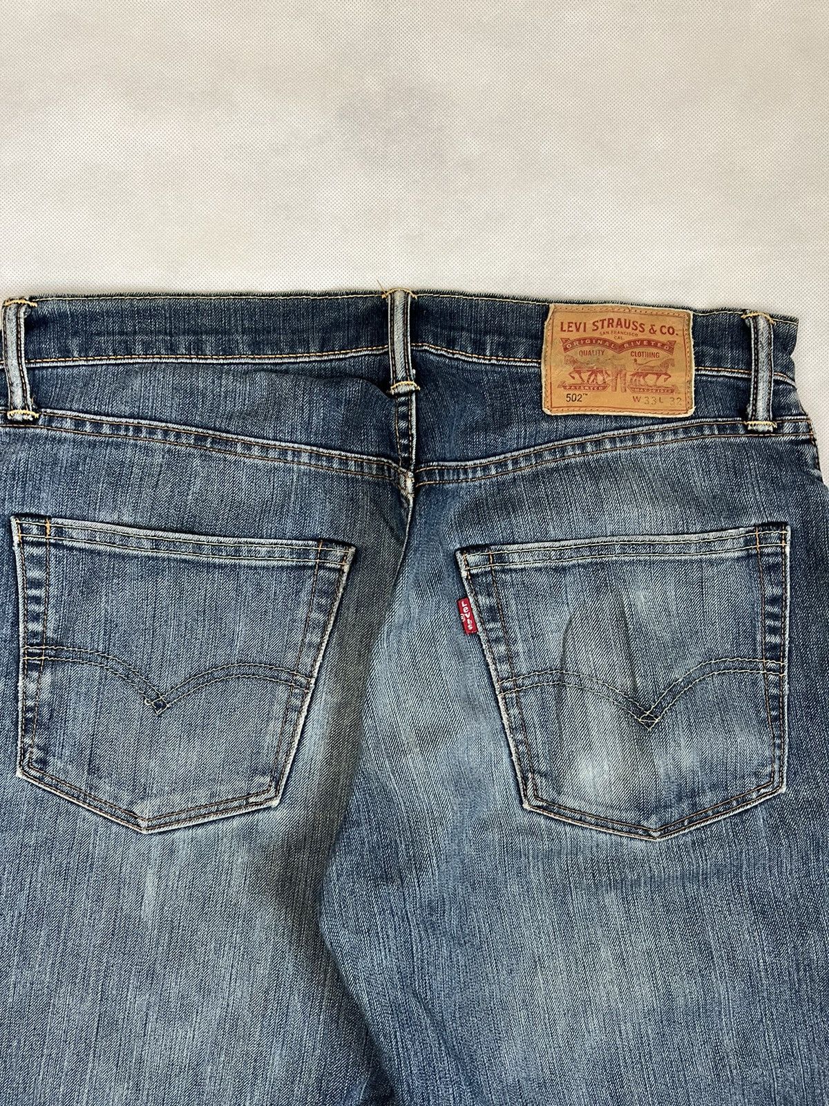 Levi's Vintage Clothing Vintage Levis 502 Blue Wash Distressed Denim Size US 35 - 15 Thumbnail