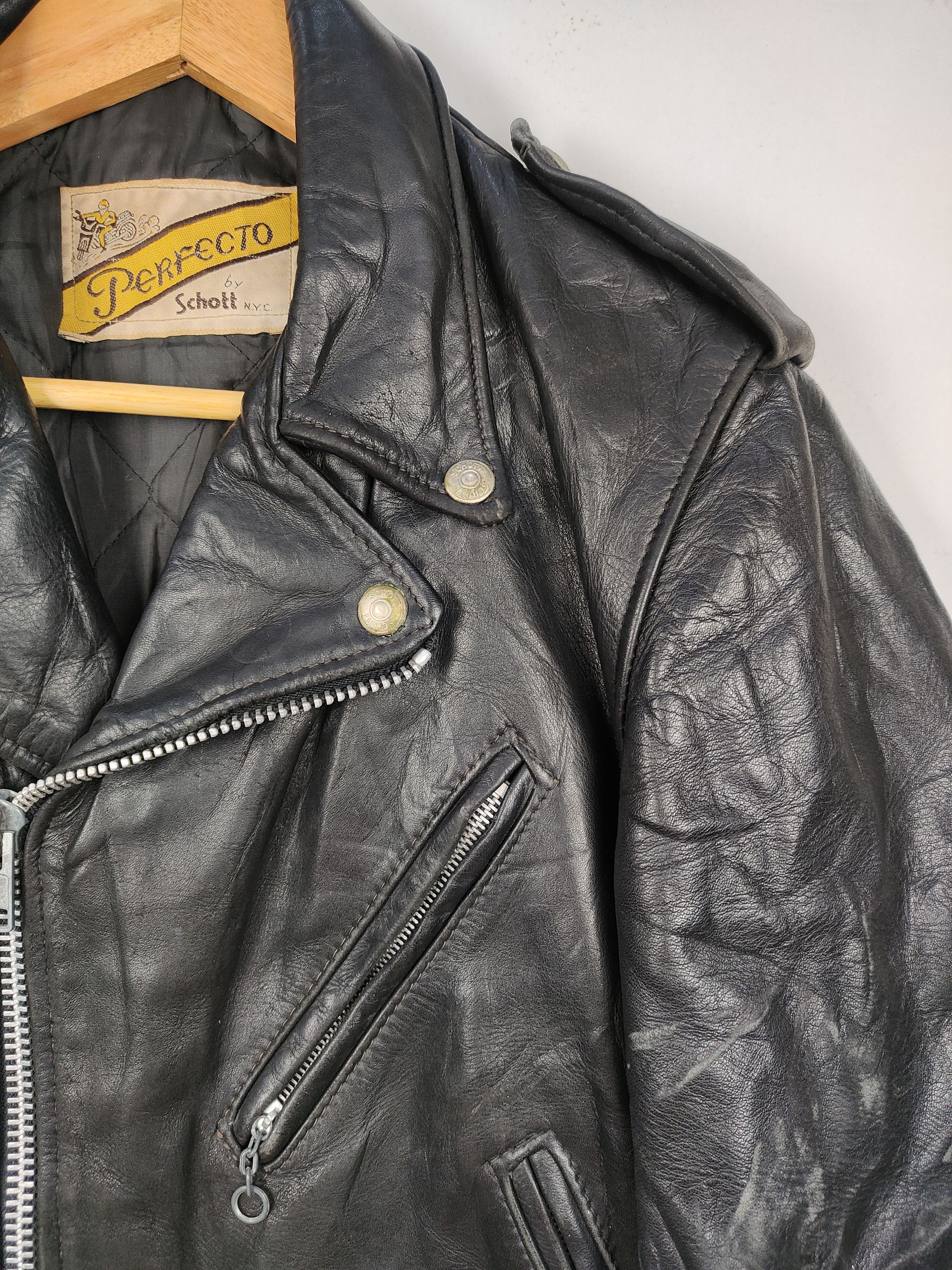 Schott × Vintage Vintage Schott Perfecto Rock Punkstyle Leather Jacket Size US S / EU 44-46 / 1 - 5 Thumbnail