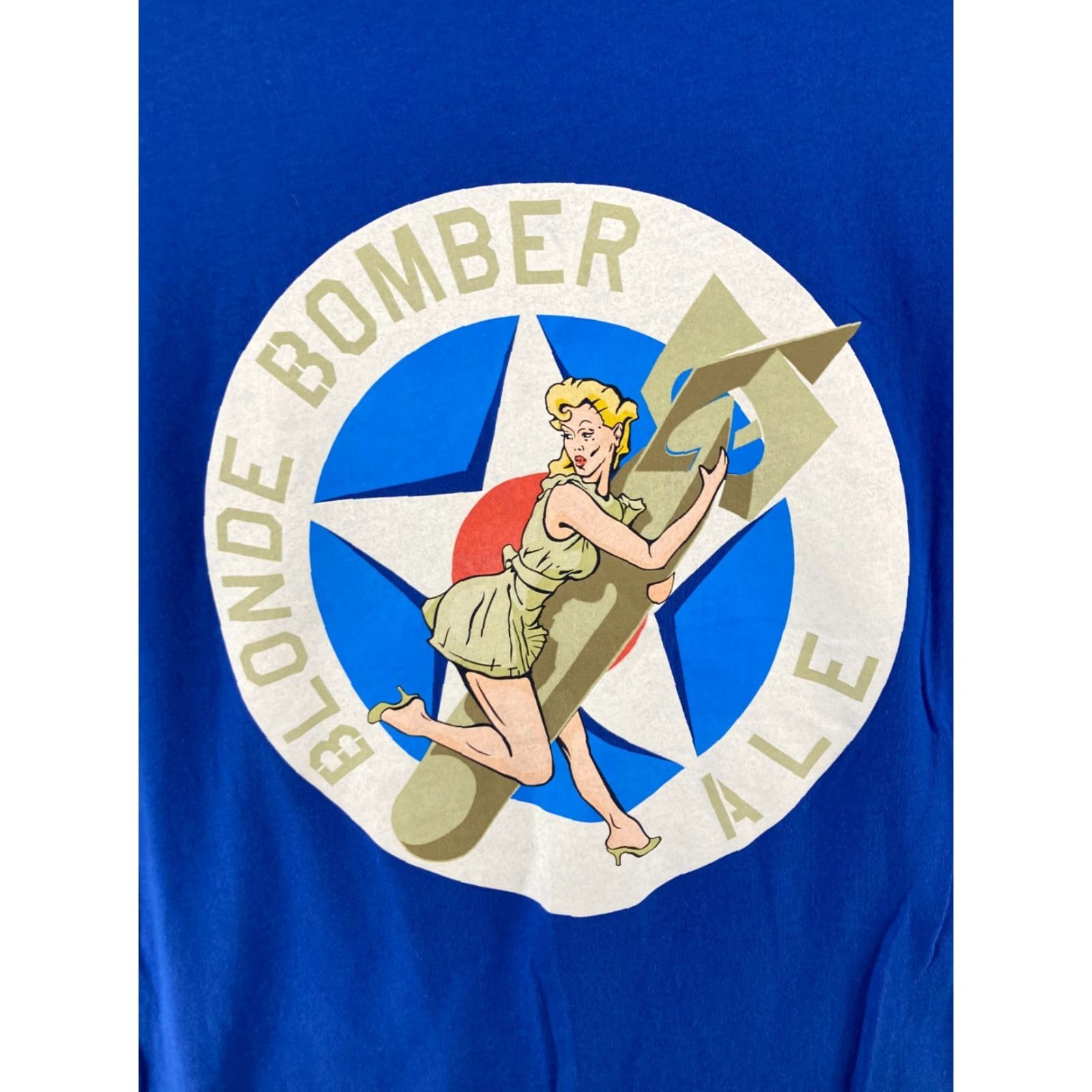 Vintage Canvas Beer Graphic Print T-Shirt Womens Small Blue Cap Sleeve Crew Neck Florida Pinup Size S / US 4 / IT 40 - 4 Thumbnail