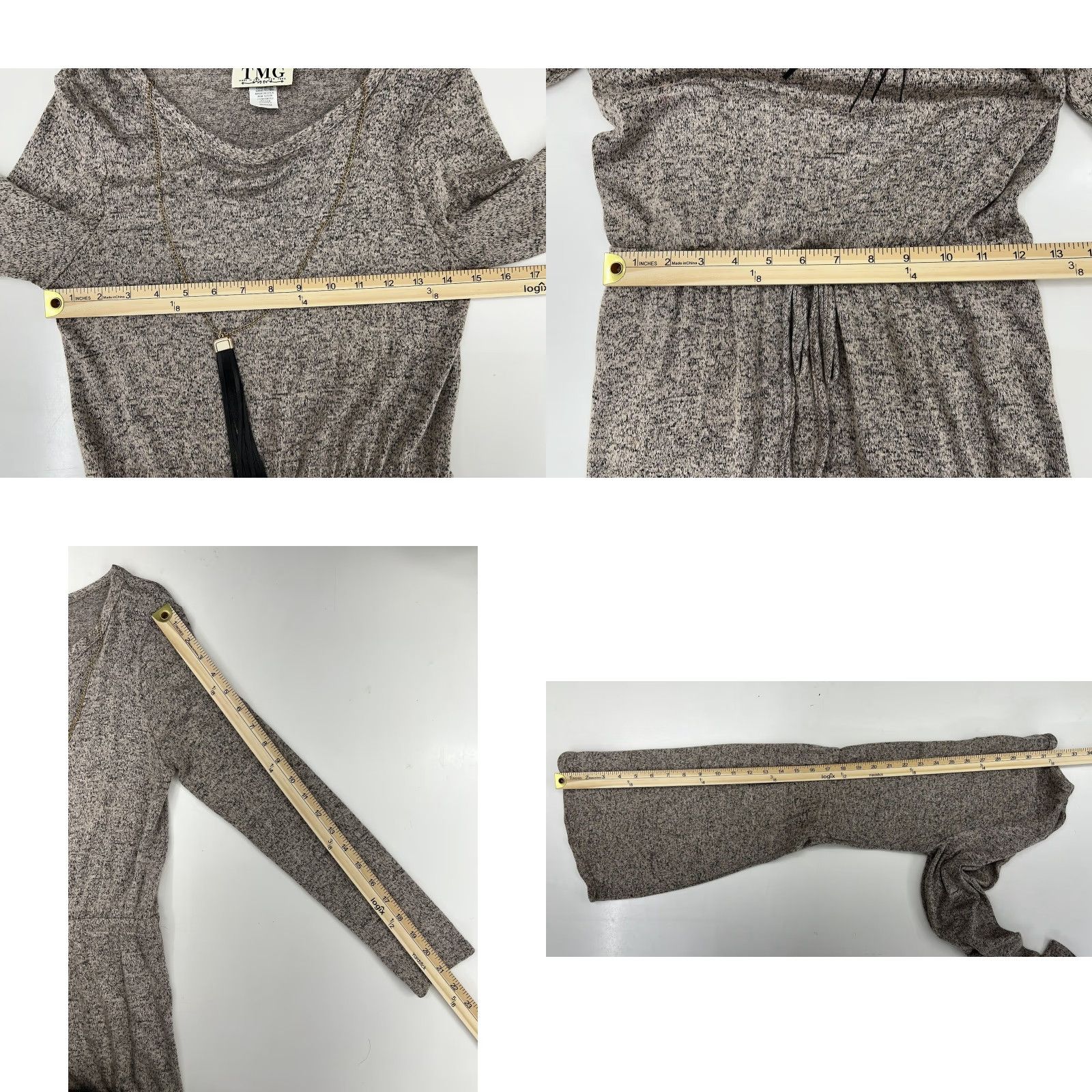 Vintage Womens TMG New York Long Sleeve Brown/Gray Elastic Waist Sweater Dress Medium Size M / US 6-8 / IT 42-44 - 9 Thumbnail