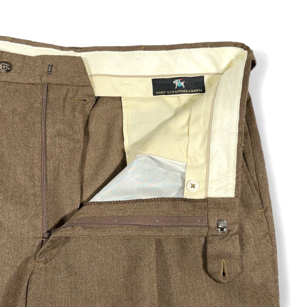 Hart Schaffner Marx VINTAGE Hart Schaffner Marx Dress Pants Mens 35x29 Brown Wool USA 80s Straight Pleated Cuffed Front Zip Button Hook & Eye Pockets - Men - Regular Size US 35 - 4 Thumbnail