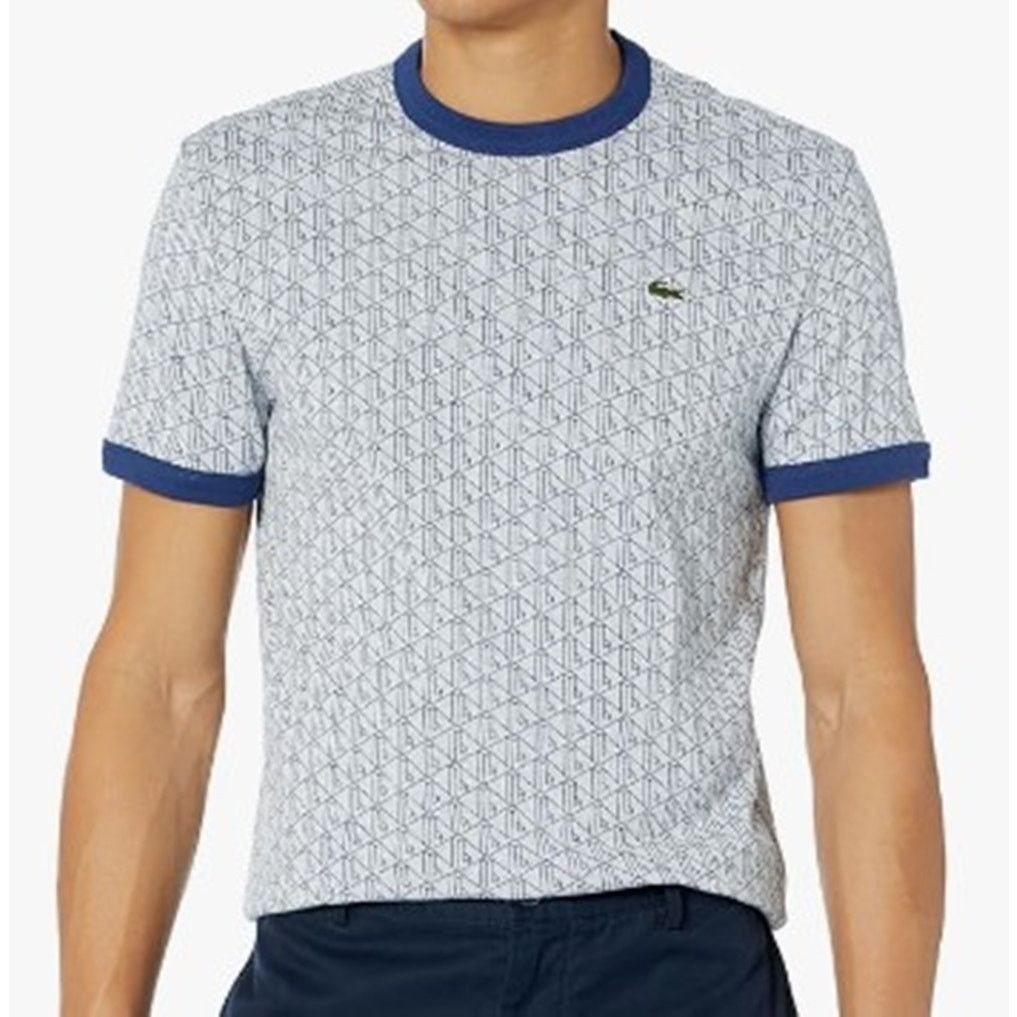 Lacoste Mens Allover Monogram T-Shirt Farine/ Methylene 4XL