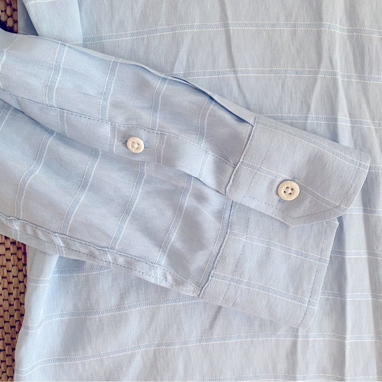 Onia ONIA Mens $189 Light Blue Mandarin Collar Shirt LG EUC Size US L / EU 52-54 / 3 - 3 Thumbnail