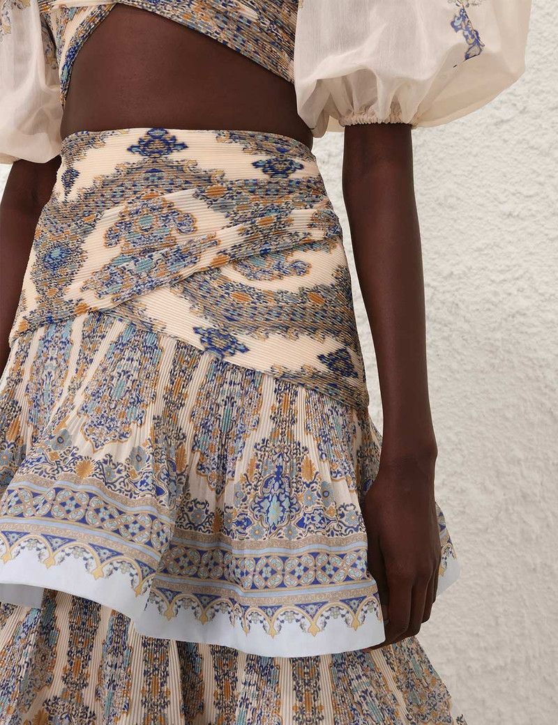 Zimmermann oc11z0226 Tiered Pleated Skirt In Multicolor Size 34" / US 12 / IT 48 - 5 Thumbnail
