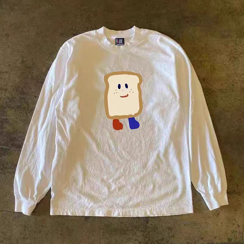 Vintage White retro bread print long-sleeved t-shirt Size US M / EU 48-50 / 2 - 1 Thumbnail
