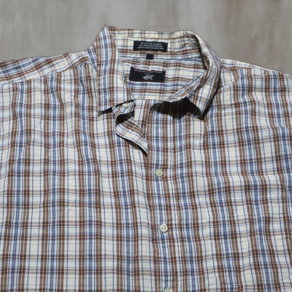 Beverly Hills Polo Club VINTAGE Beverly Hills Polo Club Shirt Plaid Brown 3XLT Big & Tall Long Sleeve Button-Up Stretch Adult Mens Size US XXL / EU 58 / 5 - 1 Thumbnail