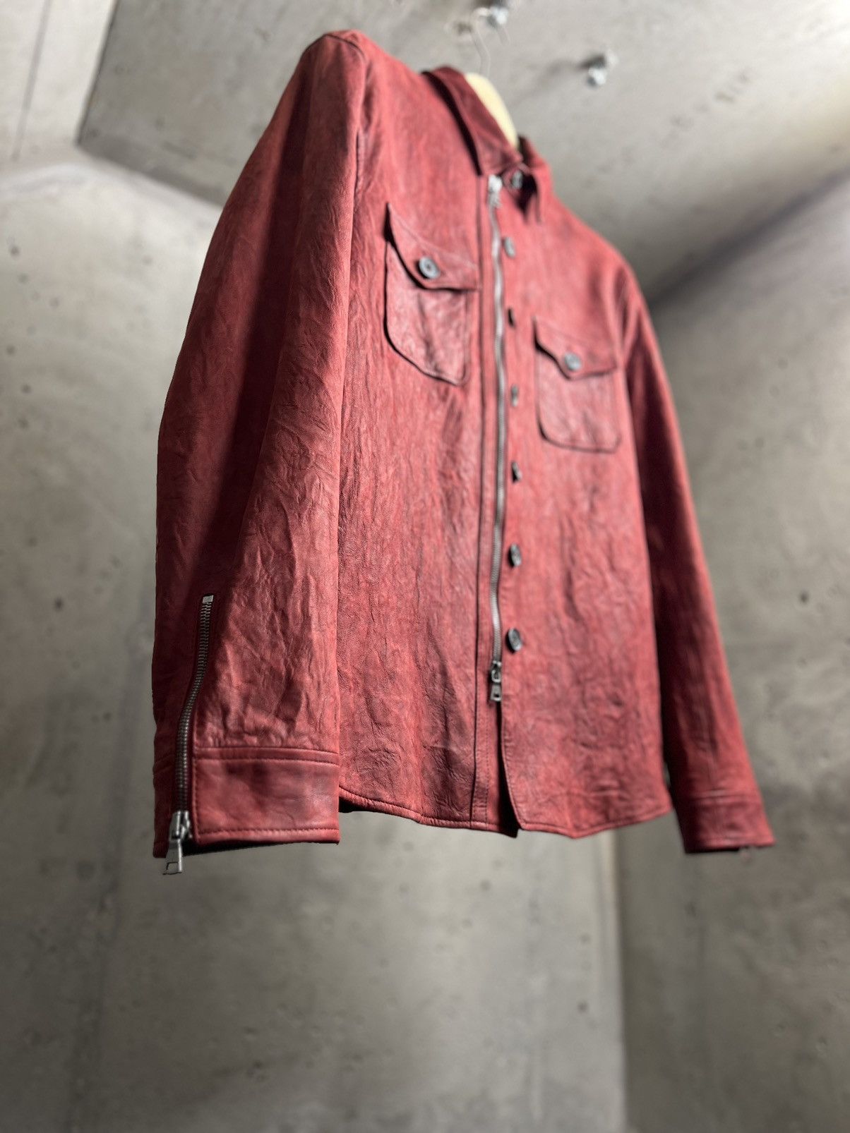 John Varvatos Crinkle leather horn button zipper jacket Size US M / EU 48-50 / 2 - 4 Thumbnail