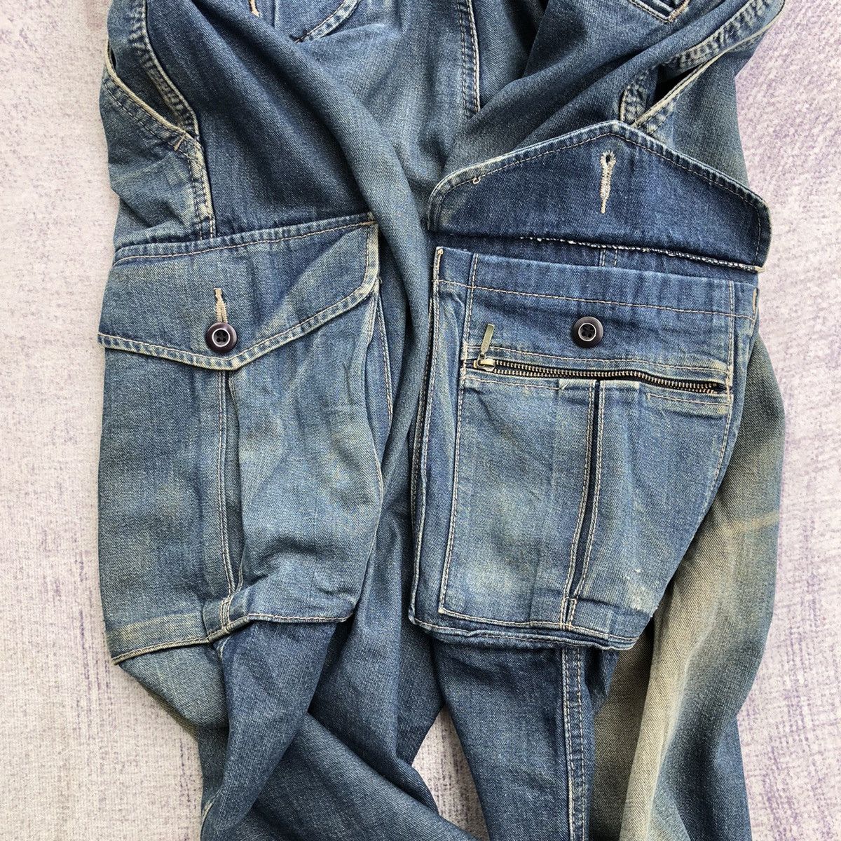 Jean Faded Cargo jeans Multipocket Tactical Pants Size US 34 / EU 50 - 14 Thumbnail
