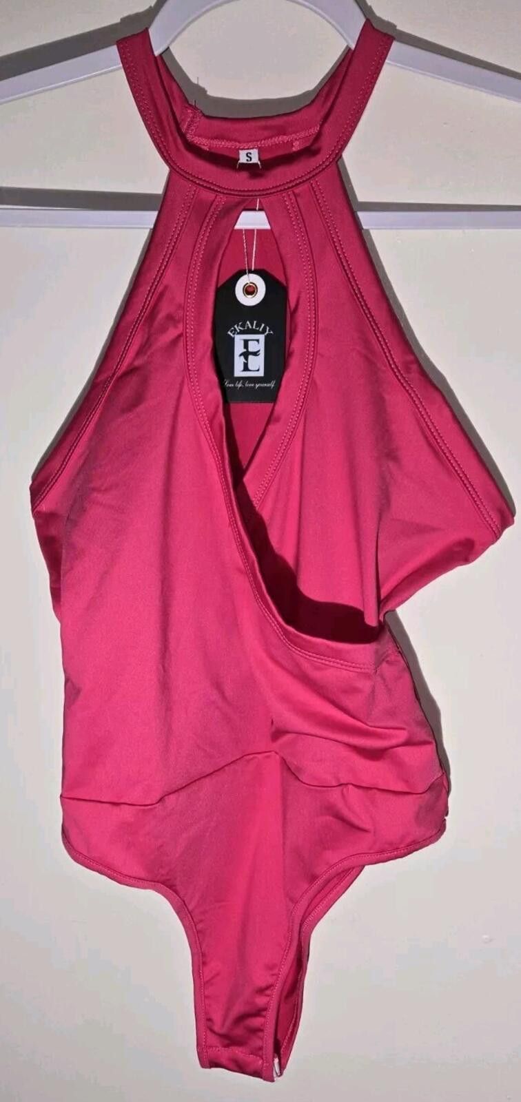 FRONTEER Ekaliy Women's Hot Pink Sleeveless Cutout Bodysuit Small Size 28" / US 6 / IT 42 - 4 Thumbnail