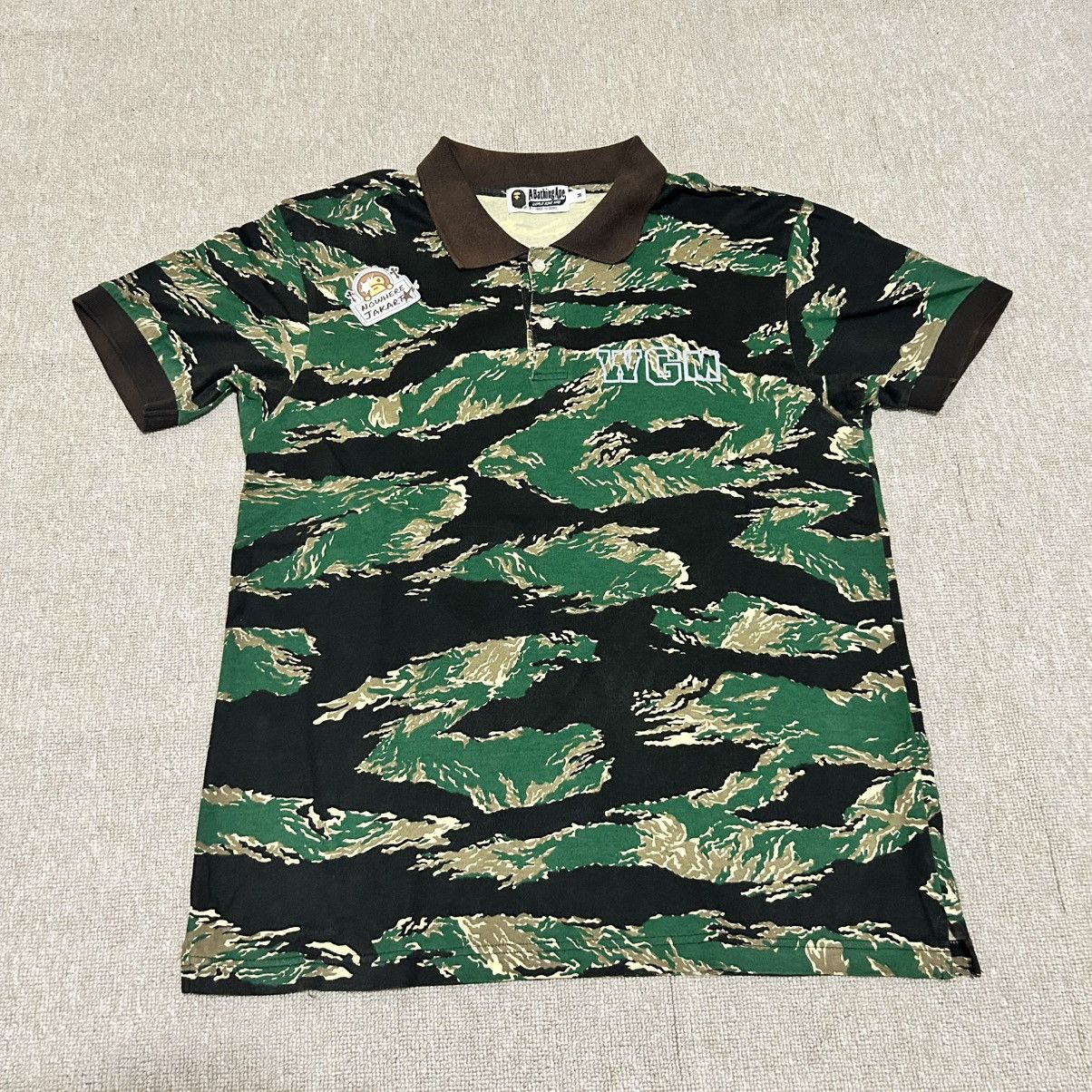 ★BAPE Relax Silhouette Side Shark Polo★ Bape Mix Camo Relaxed Side Shark Polo | Grailed