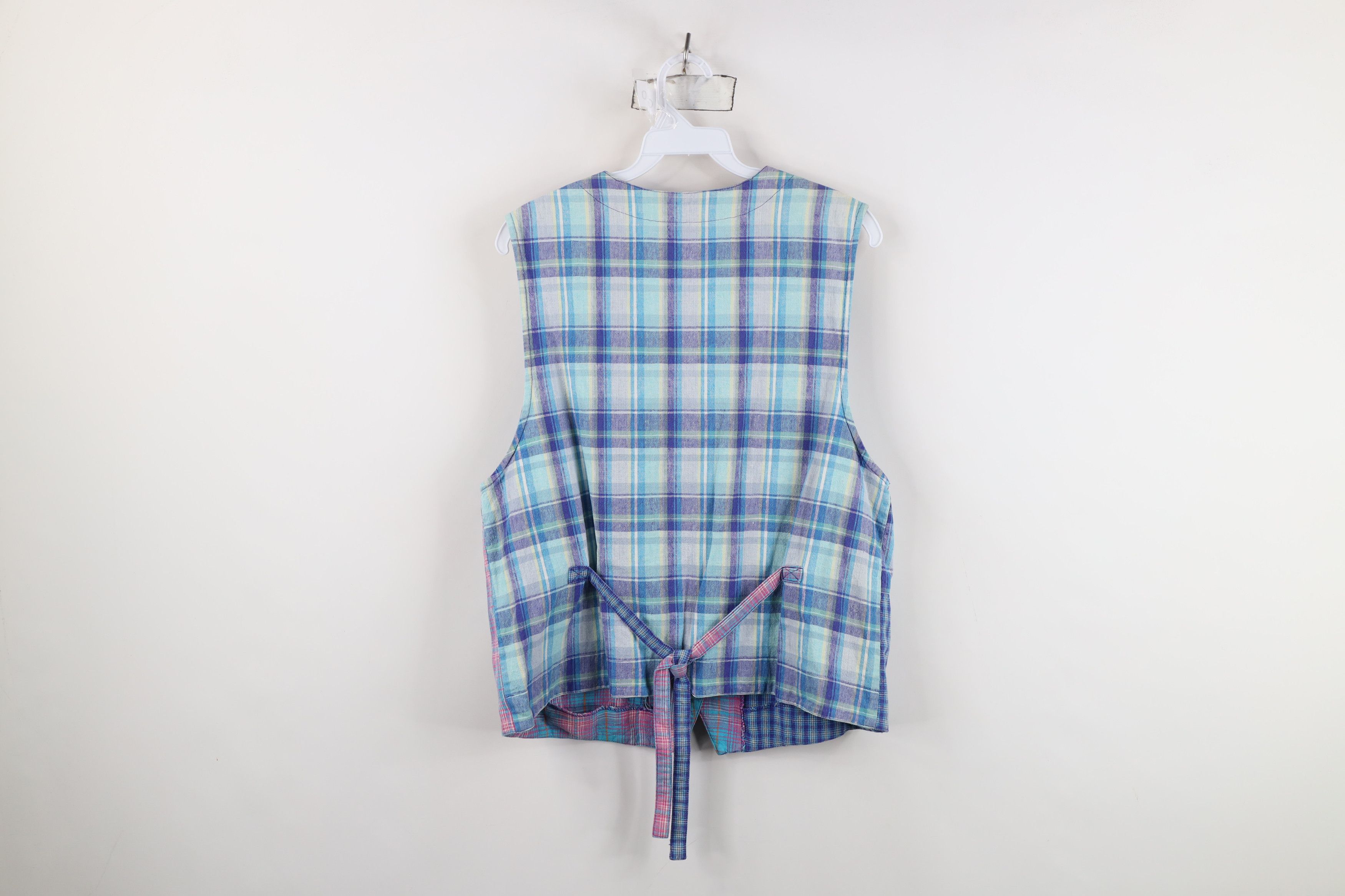 Vintage Vintage 90s Streetwear Linen Blend Tie Back Vest Jacket Size L / US 10 / IT 46 - 10 Thumbnail