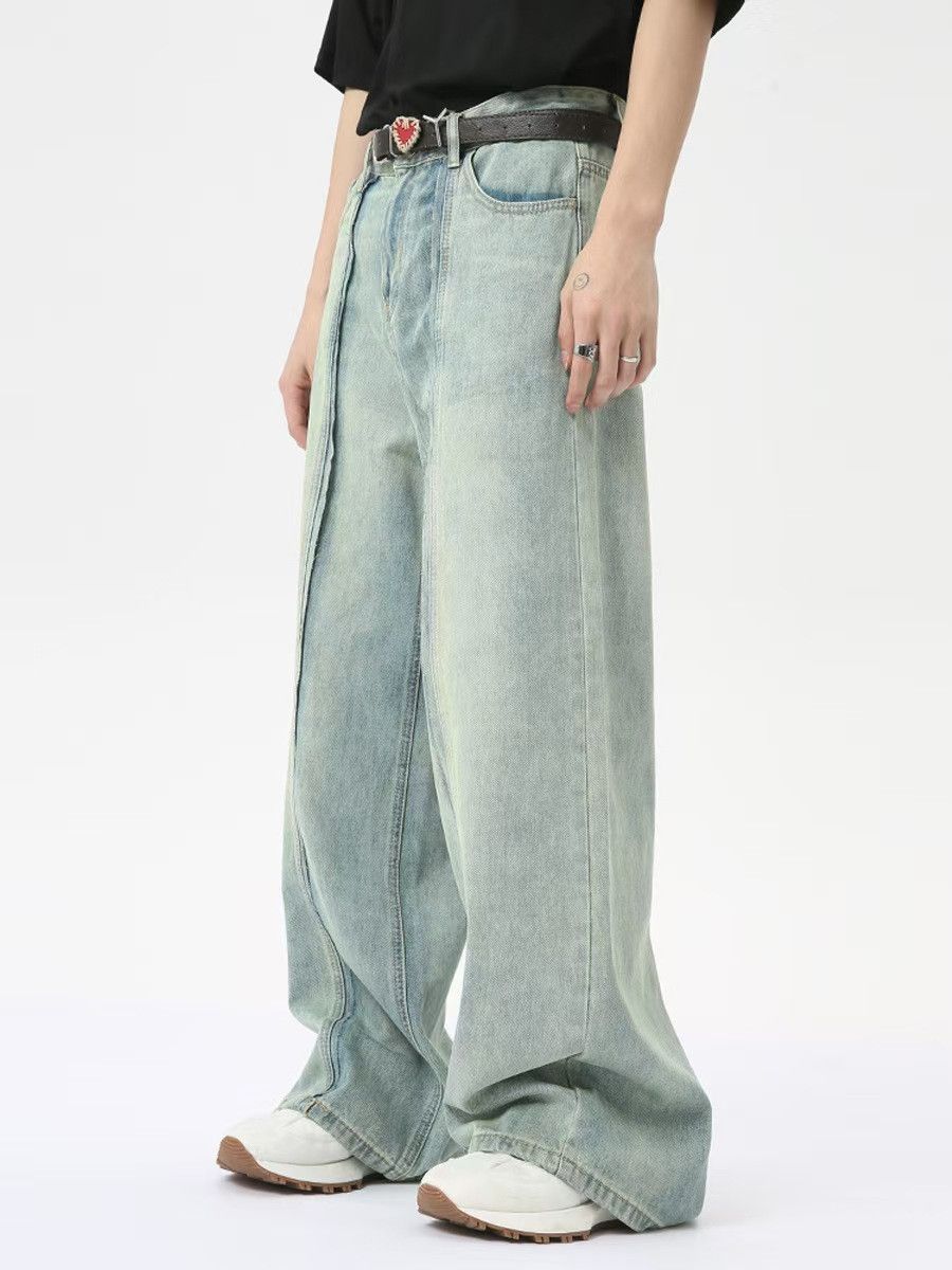 Japanese Brand × Jean Vintage Light Colour Spliced Straight Leg Wide Jeans Size US 32 / EU 48 - 1 Thumbnail