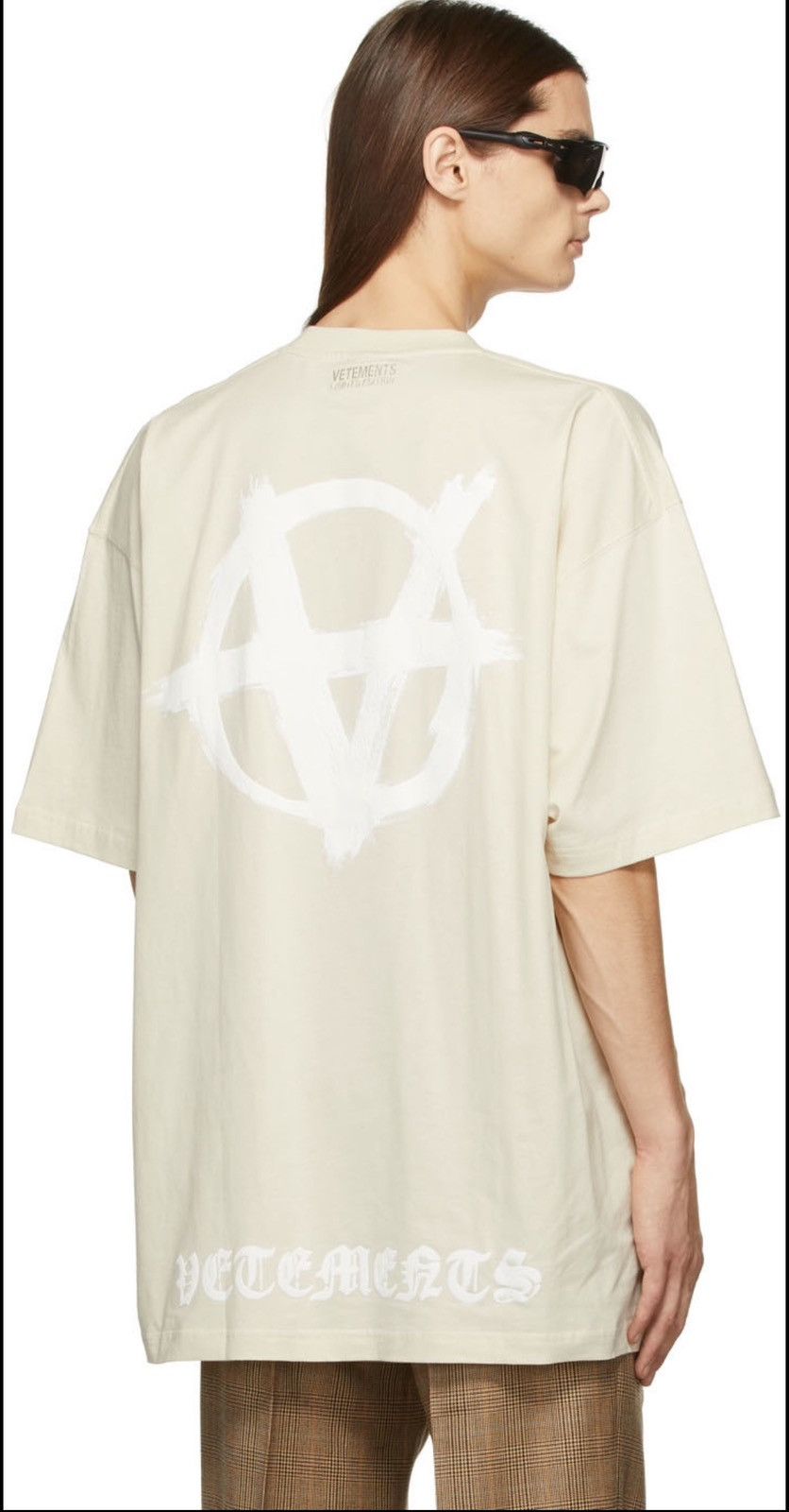 image of Vetements Off-White Double Anarchy T-Shirt in Off White, Men's (Size Small)