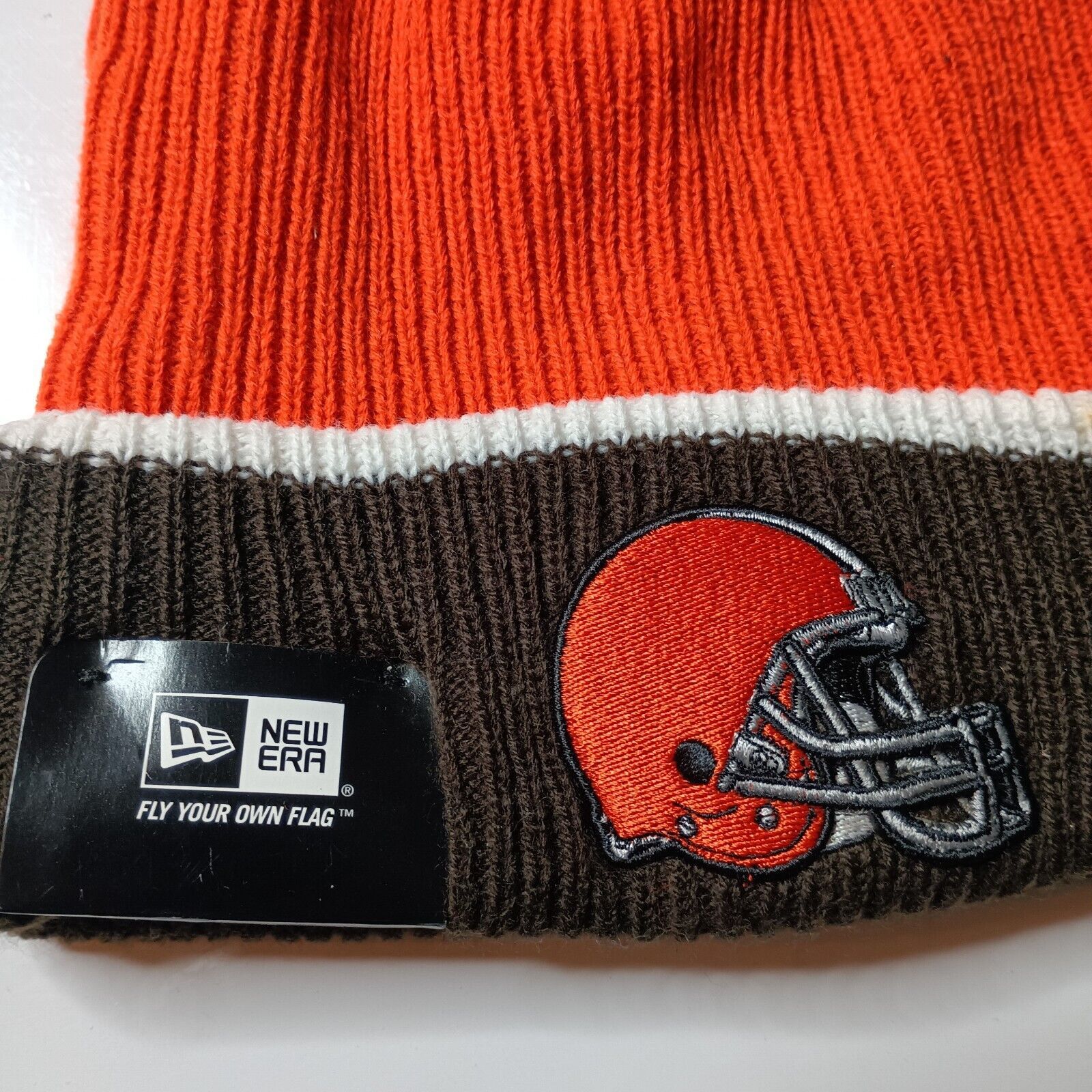 New Era Cleveland Browns Beanie Men's New Era Knit Pom Brown/Orange Size ONE SIZE - 2 Thumbnail