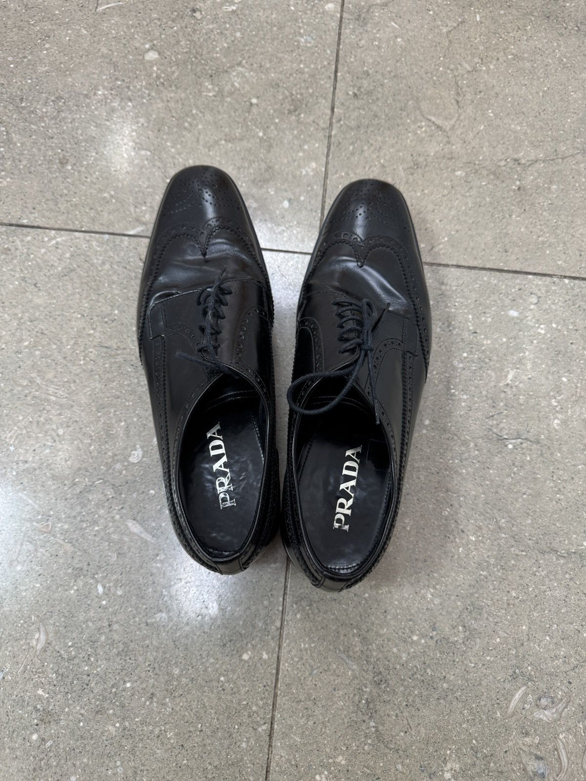Prada Prada Black Leather Lace-Up Dress Shoes Size US 9 / EU 42 - 4 Thumbnail