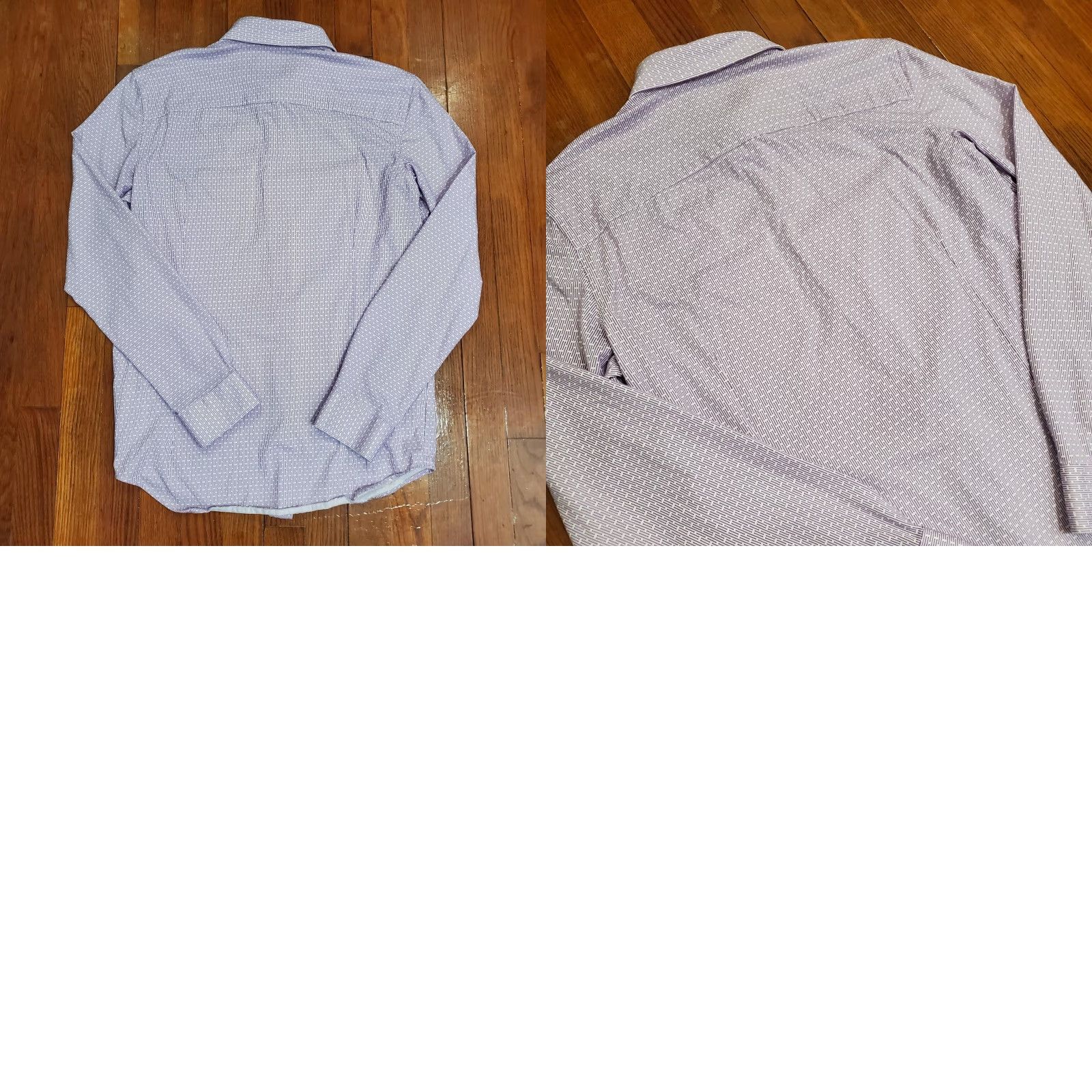 Vintage Buttercloth Shirt Mens M Purple Geometric Slim Fit Long Sleeve Dress Shirt Size 40R - 8 Thumbnail