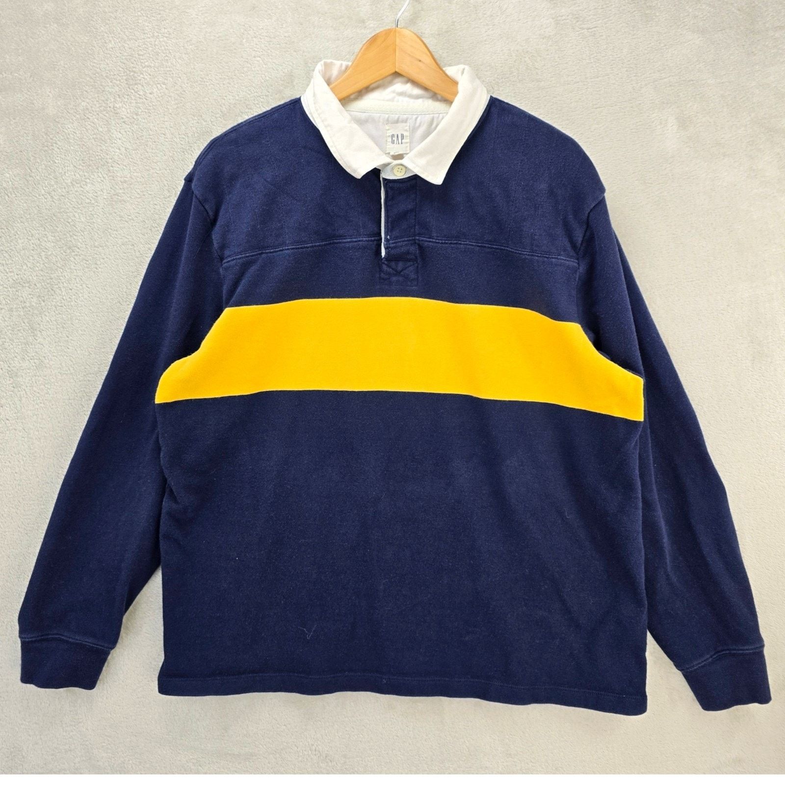 Gap Gap Rugby Polo Shirt Men XL Navy Blue Yellow Colorblock Size US XL / EU 56 / 4 - 1 Thumbnail