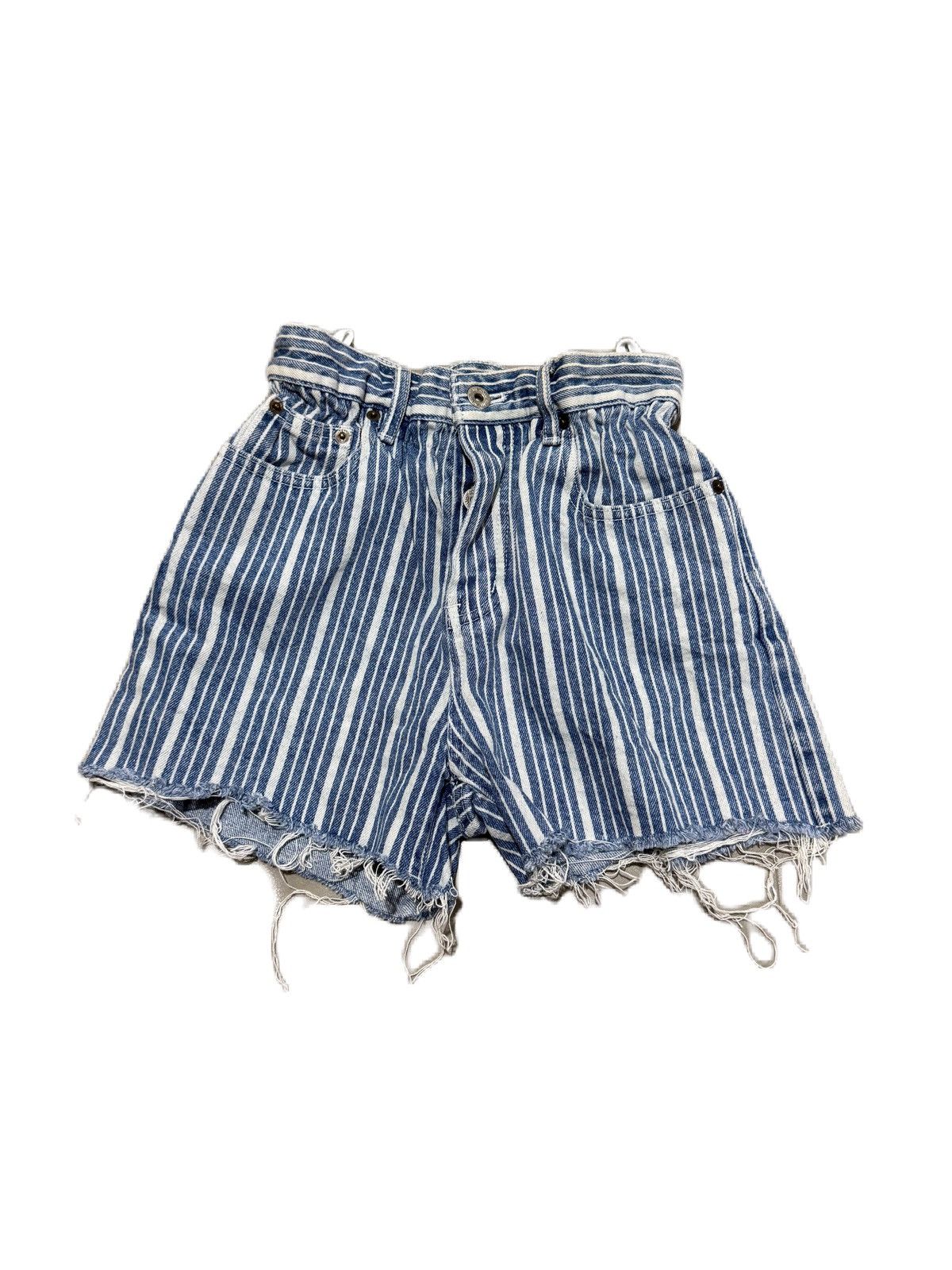 Miu Miu Miu Miu Logo Hickory Denim Shorts Made in Italy Size 26" / US 2 / IT 38 - 1 Thumbnail