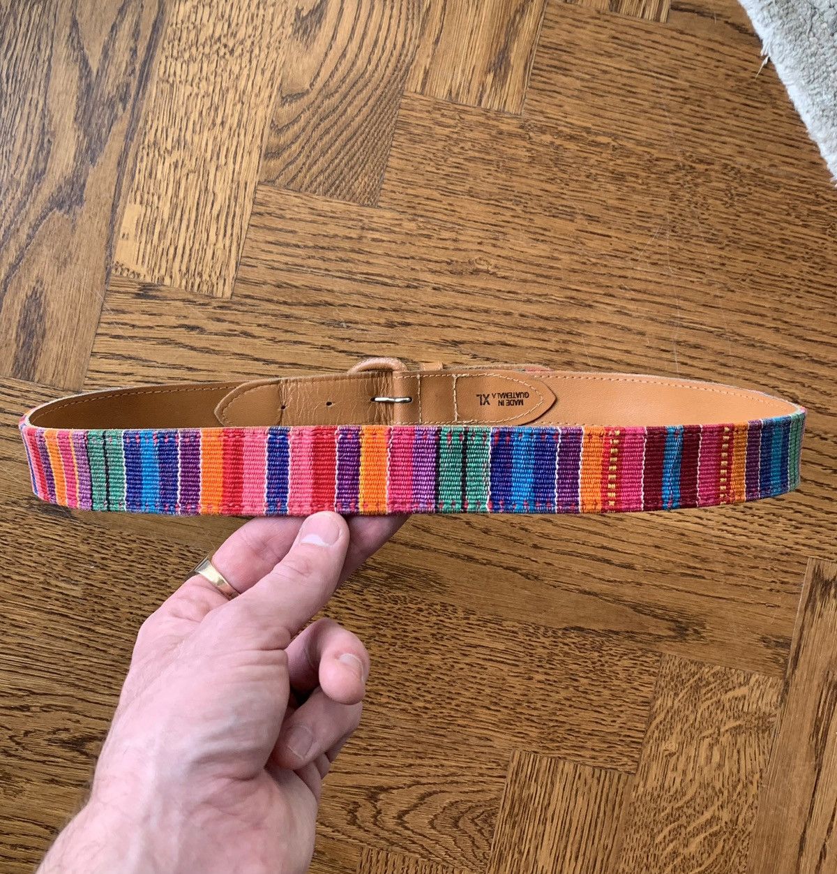 Japanese Brand × Vintage 90s Vintage Guatemala Fabric Belt Hippy Boho Rainbow XL USA Size ONE SIZE - 3 Thumbnail