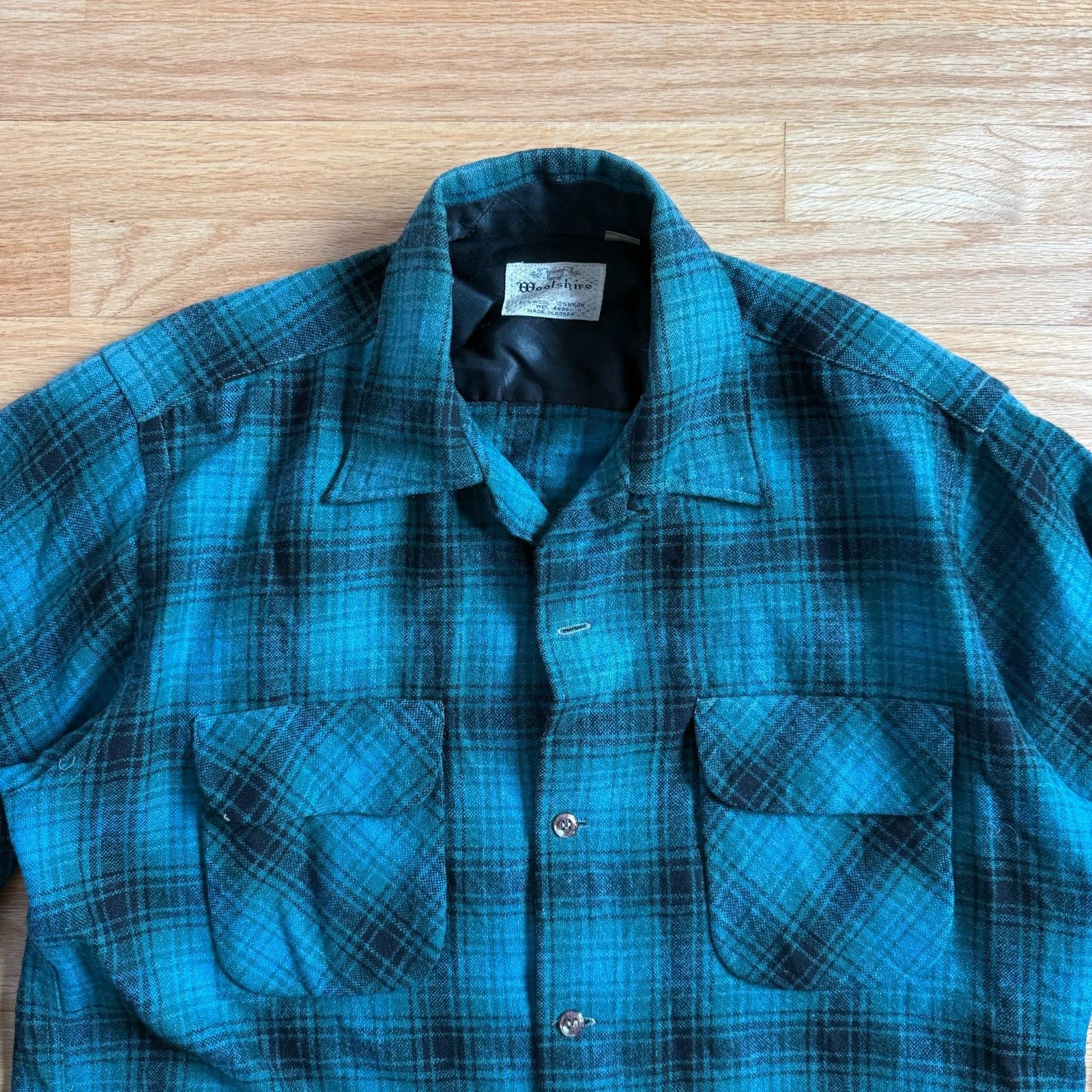 RRL Ralph Lauren Vintage 1970's Woolshire Teal Plaid Wool Flannel Size US M / EU 48-50 / 2 - 8 Thumbnail