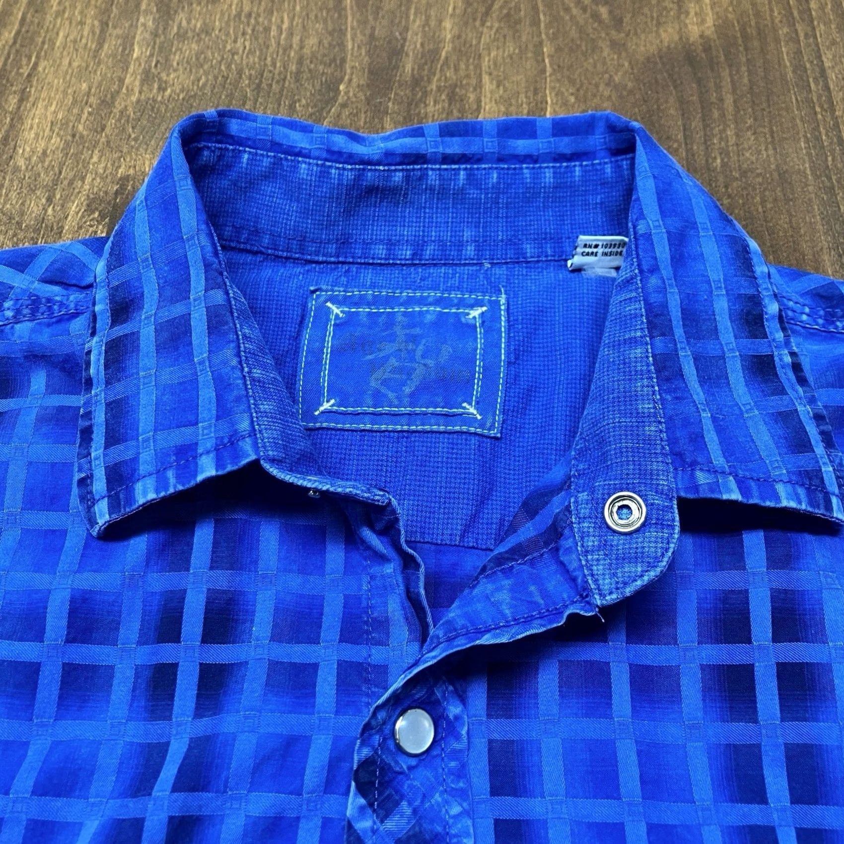 Vintage Age Of Wisdom Button-Up Shirt Blue Check Plaid Long Sleeve Size L Mens Western Pearl Snap Button-Down Collared Cotton Shirt Size US L / EU 52-54 / 3 - 5 Thumbnail