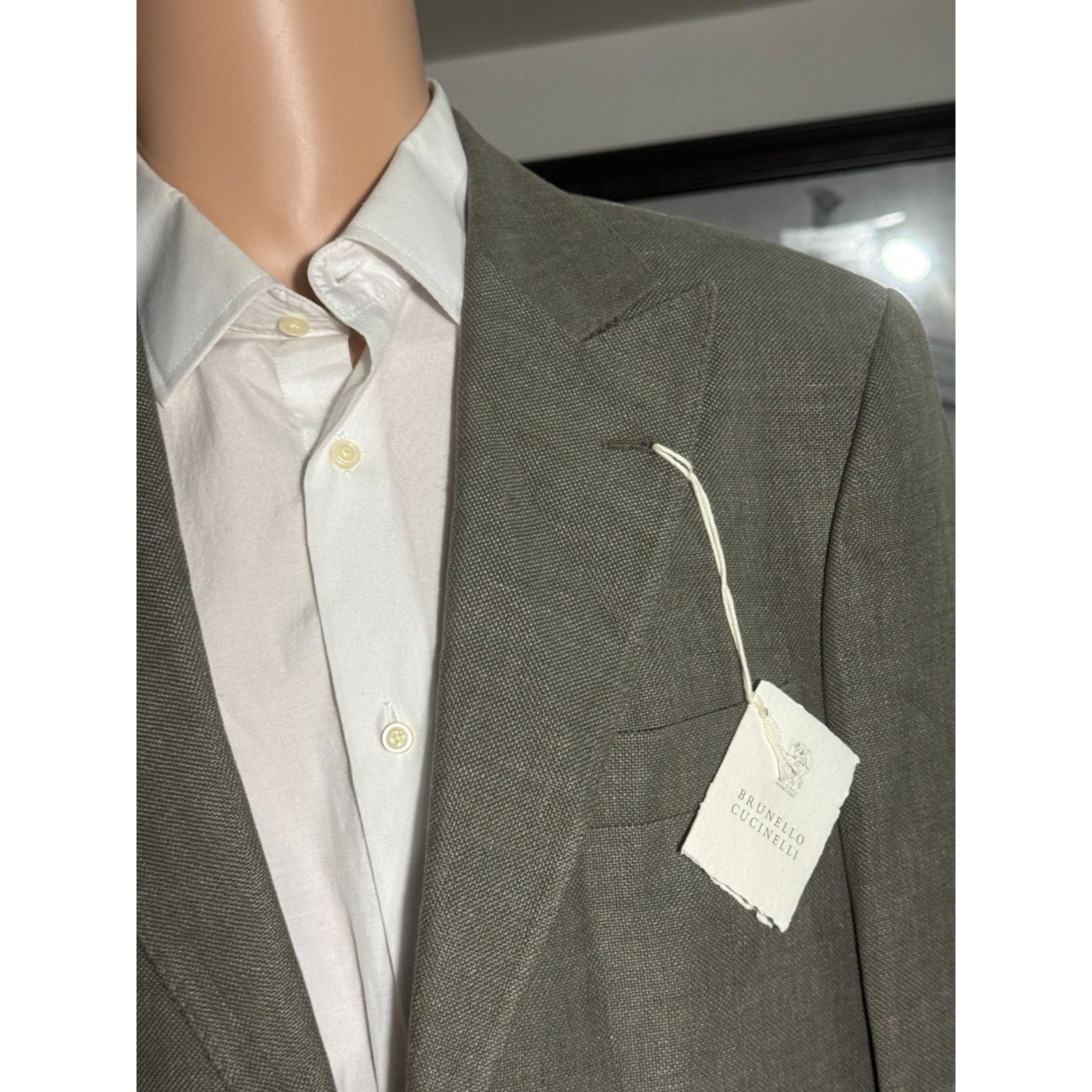 Brunello Cucinelli Brunello Cucinelli Peak Lapel Taupe W Silk Sport Coat 40R Size 40R - 11 Thumbnail
