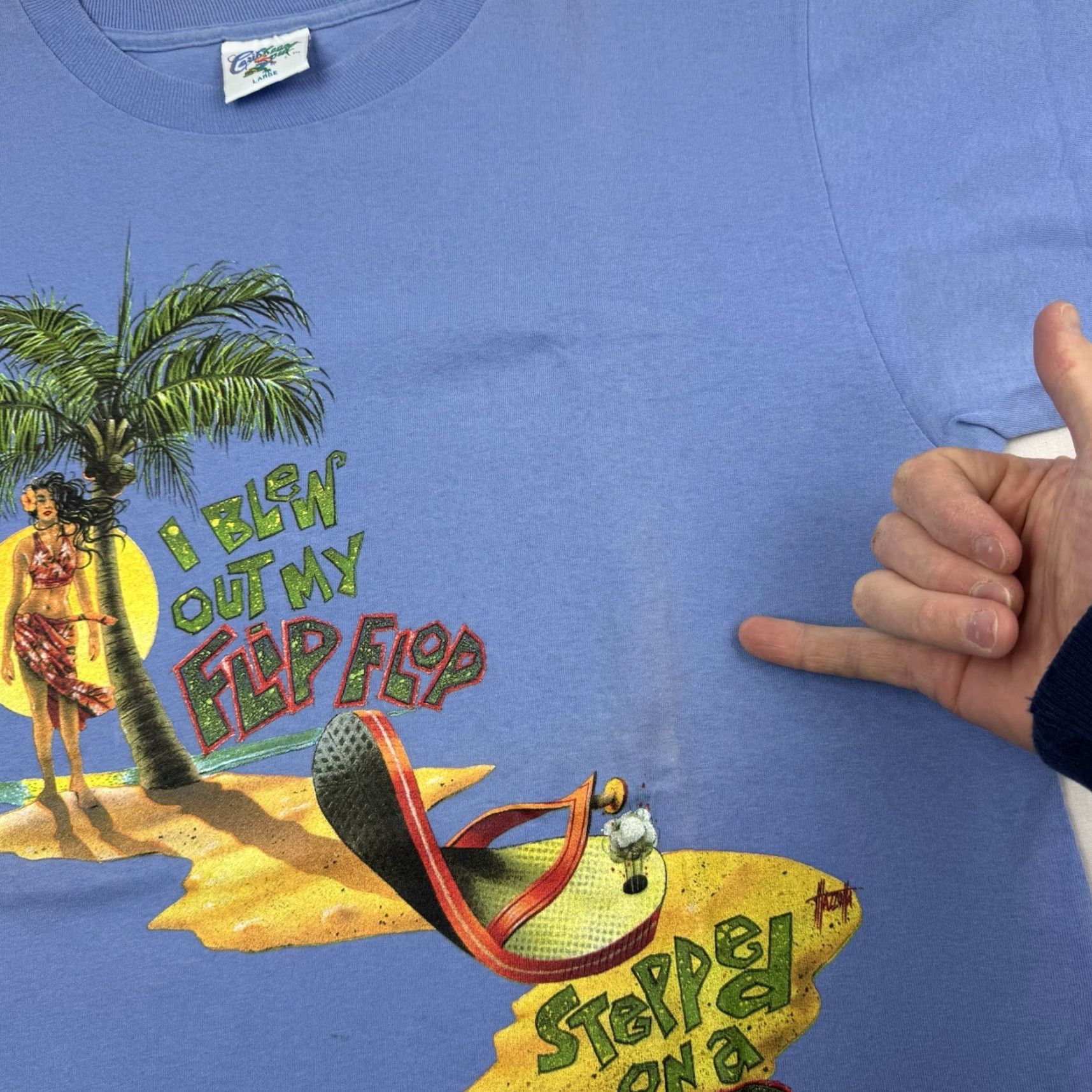 Vintage VINTAGE Caribbean Soul T-Shirt Men L Blue 90s Beach Tropical Crew Neck Short Sleeve Graphic Print Vintage: Yes Mens Size US L / EU 52-54 / 3 - 3 Thumbnail