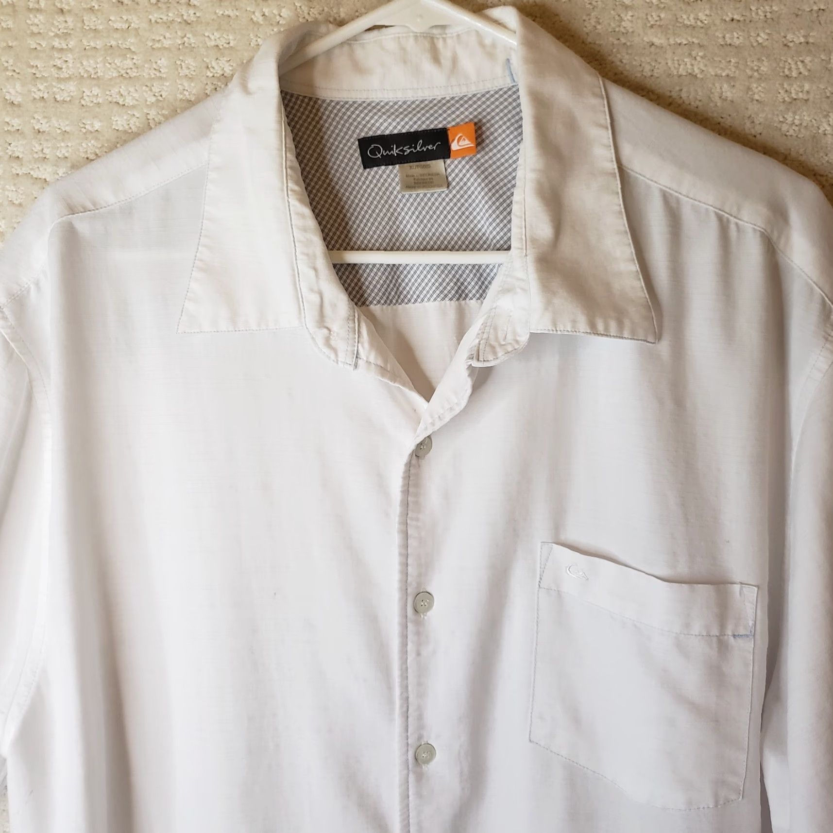 Quiksilver VINTAGE Quicksilver Hawaiian Shirt Men XL White Blue Stripe Button-Up Short Sleeve Stitch Embroidered Collared Size US XL / EU 56 / 4 - 3 Thumbnail