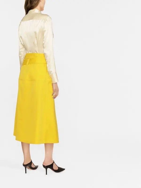 Jil Sander o1y1025 Midi Skirt in Yellow Size 27" / US 4 / IT 40 - 3 Thumbnail