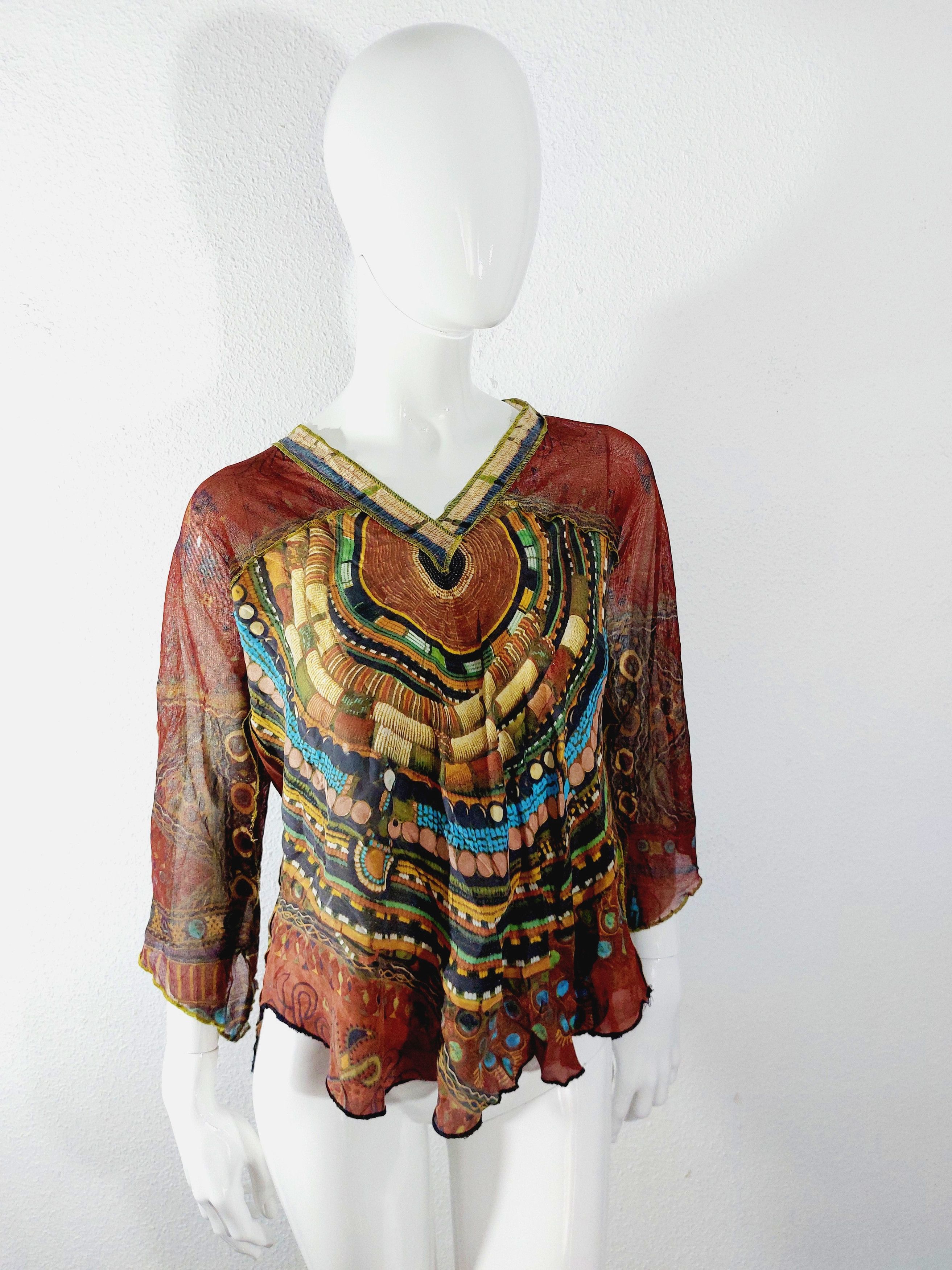 Jean Paul Gaultier Jean Paul Gaultier Rainbow Boho Hippe Kaleidoscope Top Shirt Size US S / EU 44-46 / 1 - 5 Thumbnail
