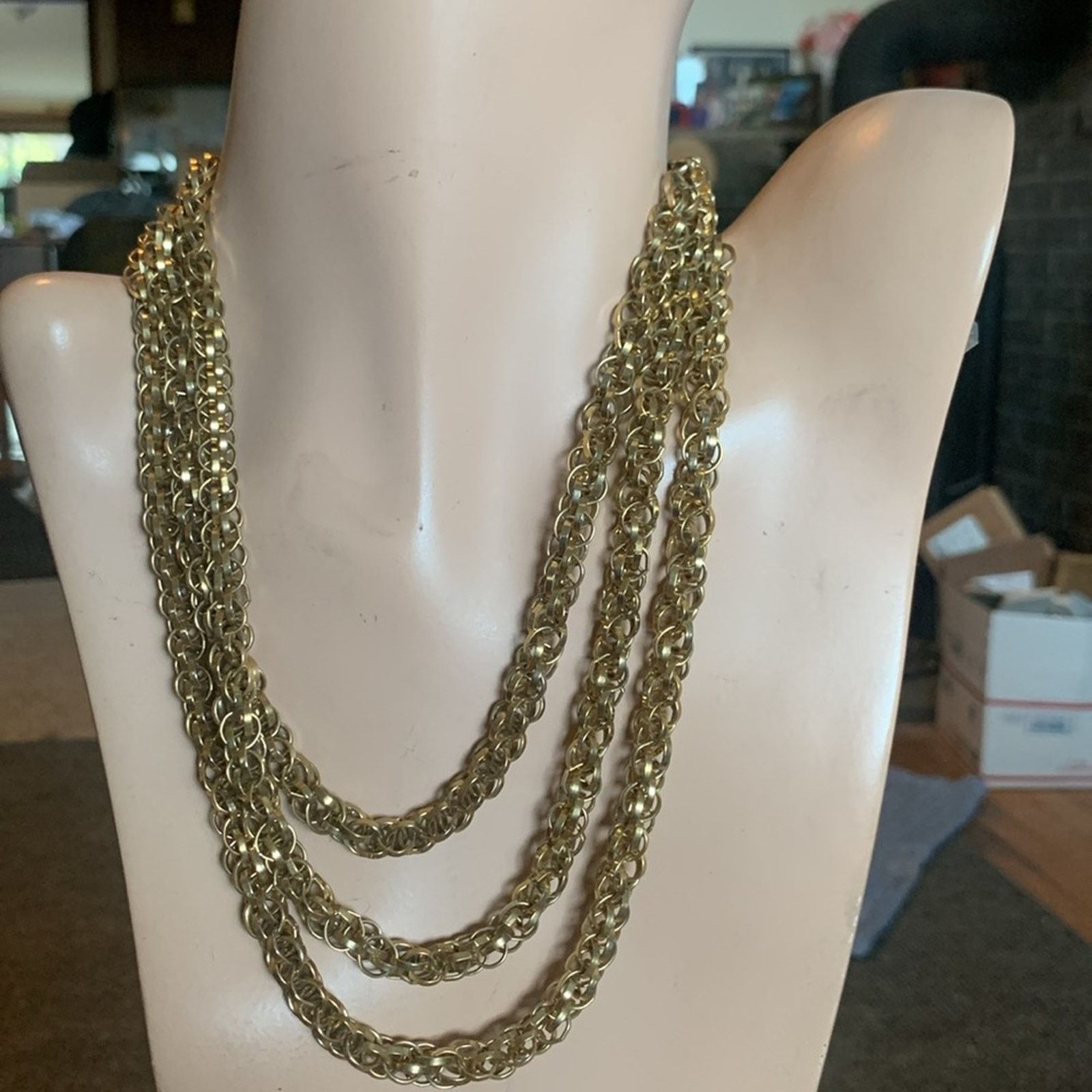 Vintage Triple strand layered gold tiered graduated vintage chains Size ONE SIZE - 3 Thumbnail