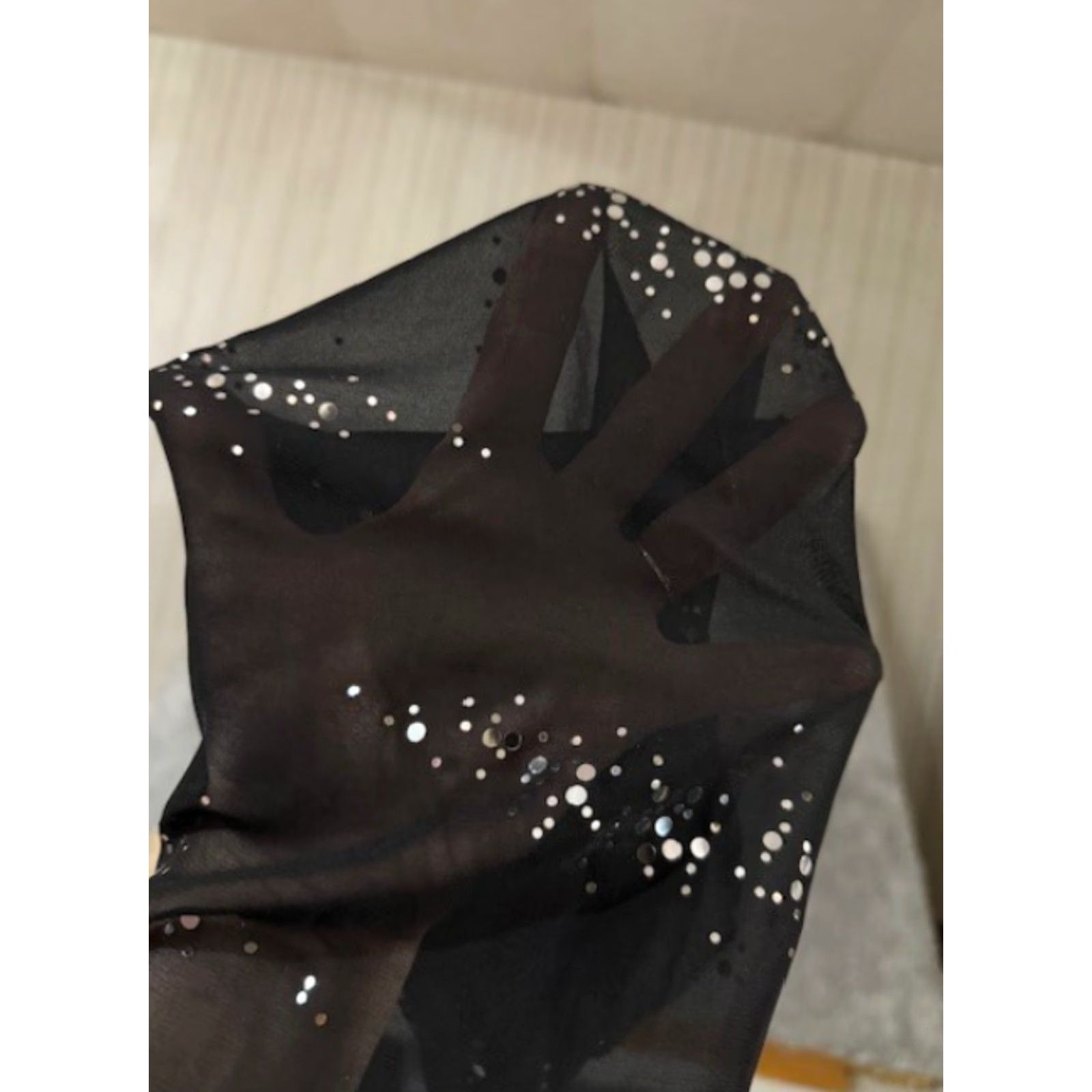 Vintage Valerie Stevens Blouse Shirt Medium M Women Dark Fairy Sequin Sheer Balloon Sleeve Polka Dot Casual Party/Cocktail Vintage No Mens Women Size M / US 6-8 / IT 42-44 - 2 Thumbnail