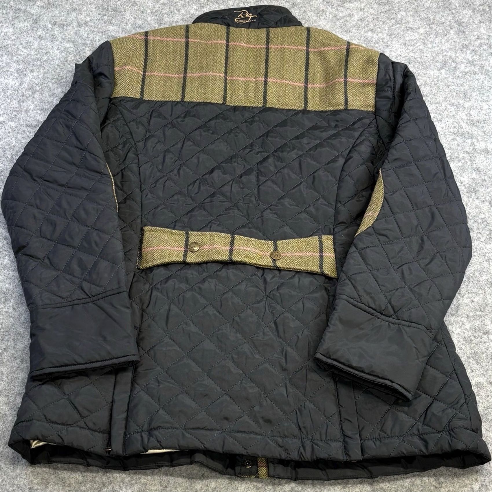 Vintage VINTAGE? No — Rydale Tweed Trim Quilted Jacket Women M Black Argyle/Diamond Quilted All Seasons Pockets Zip/Snap Equestrian Country Modern Regular Size M / US 6-8 / IT 42-44 - 2 Thumbnail
