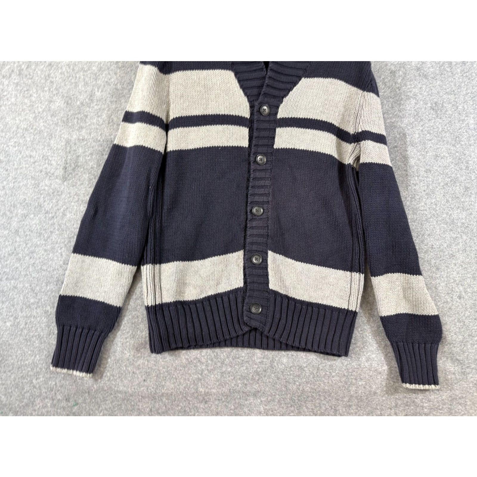 Banana Republic Banana Republic Sweater Mens L Blue Gray Striped Knit Button Front Cardigan Size US L / EU 52-54 / 3 - 4 Thumbnail