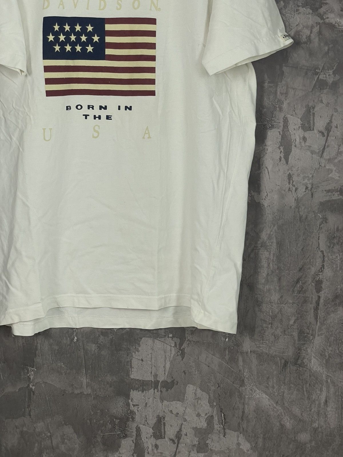 Band Tees × Harley Davidson Vintage 1987 Harley Davidson US Flag Emblem Born in USA Tee Size US XL / EU 56 / 4 - 6 Thumbnail