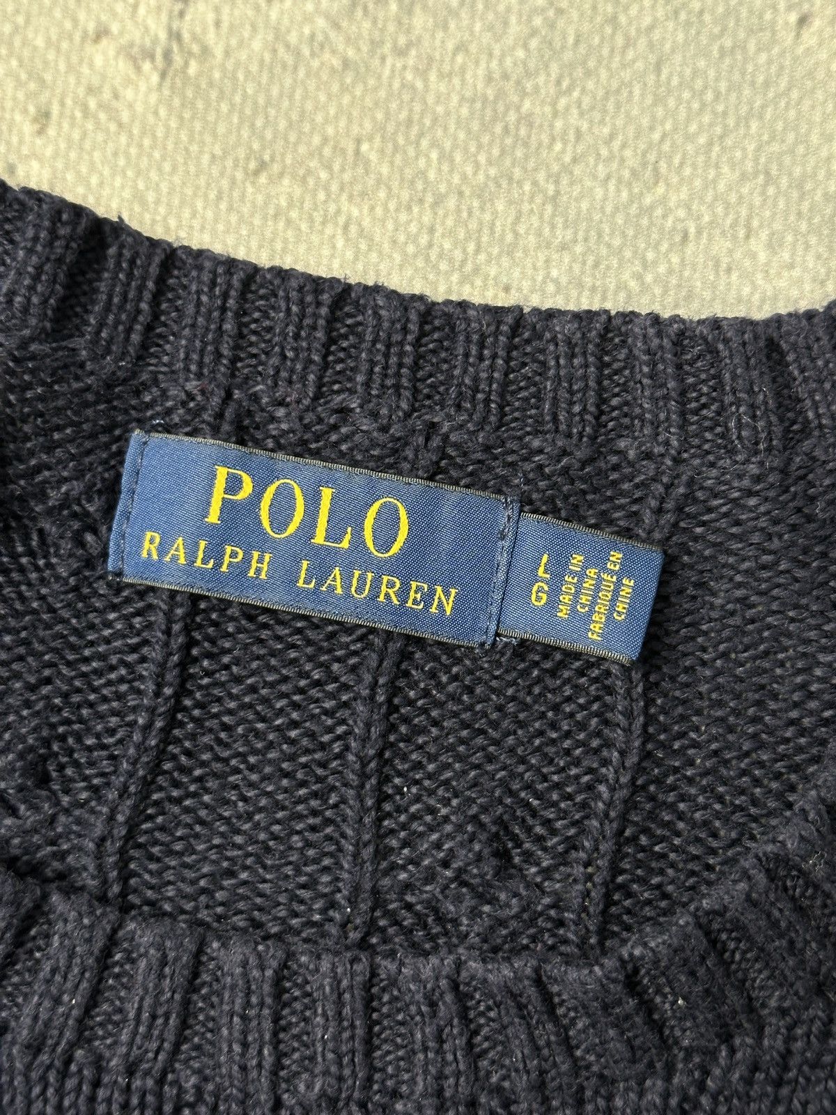 Polo Ralph Lauren Polo Ralph Lauren Navy Cable Knit Cotton Sweater y2k Preppy Size US L / EU 52-54 / 3 - 6 Thumbnail