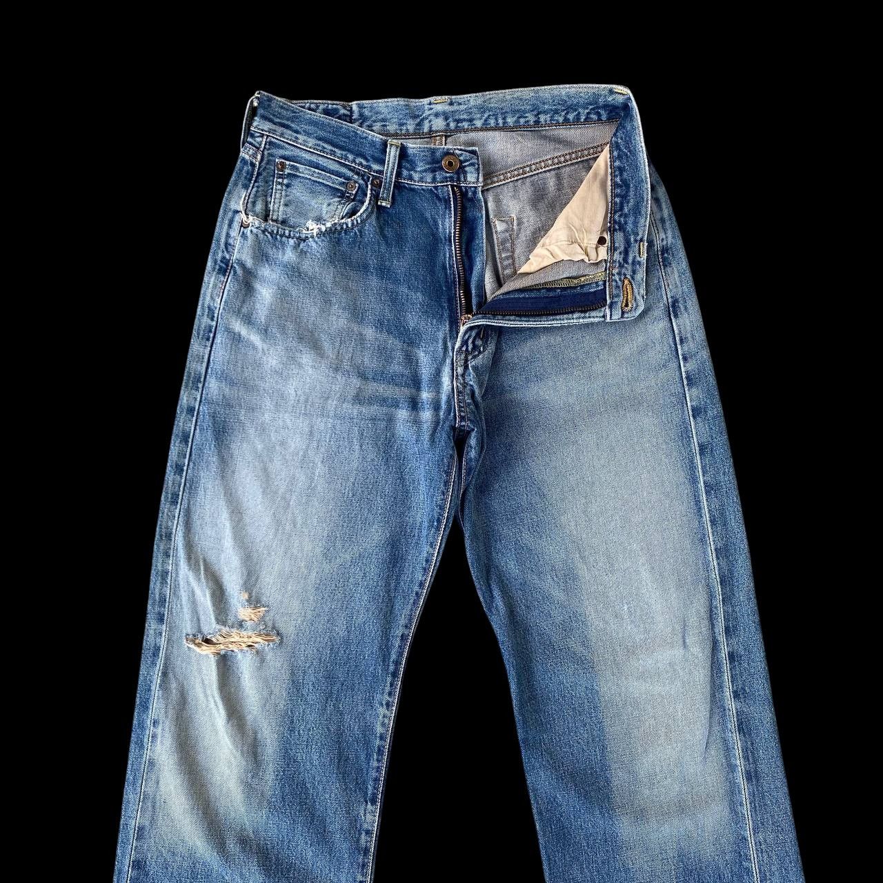 Edwin VTG 90S EDWIN 505 REDLINE GRUNGE BLUEWASH DISTRESSED DENIM Size US 29 - 8 Thumbnail