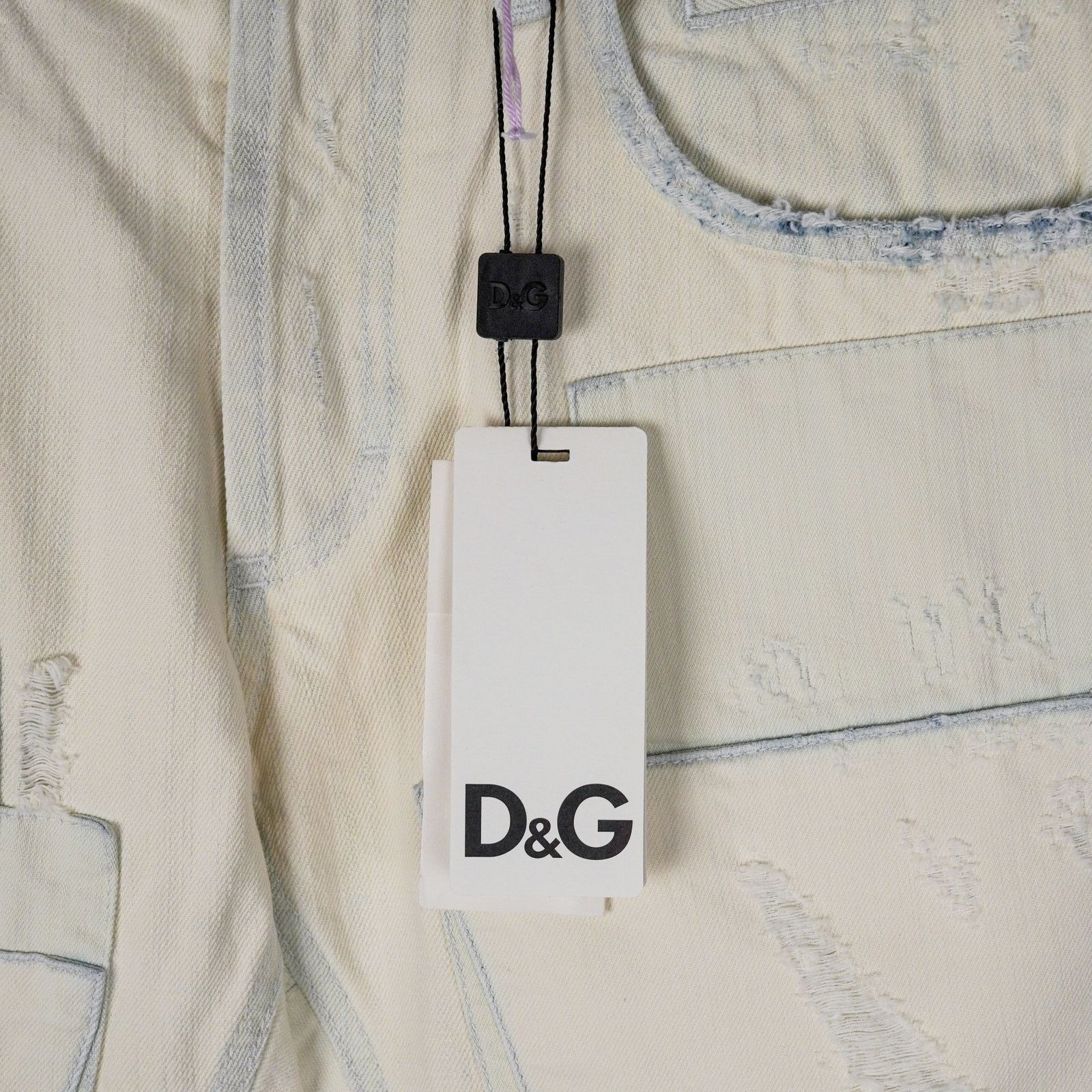 Dolce & Gabbana Dolce Gabbana White Distressed Patchwork Denim Pants Jeans Size US 31 - 12 Thumbnail