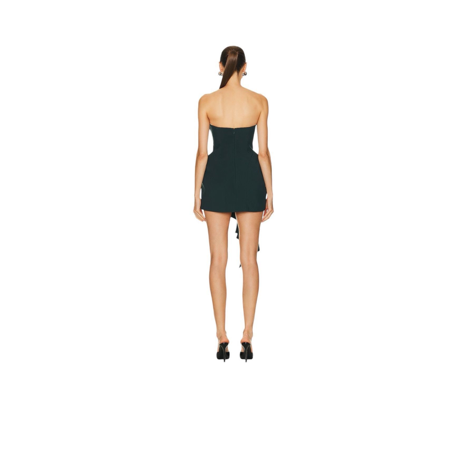 MUGLER Strapless Mini Dress in Dark Green Size 36 Small 2-4