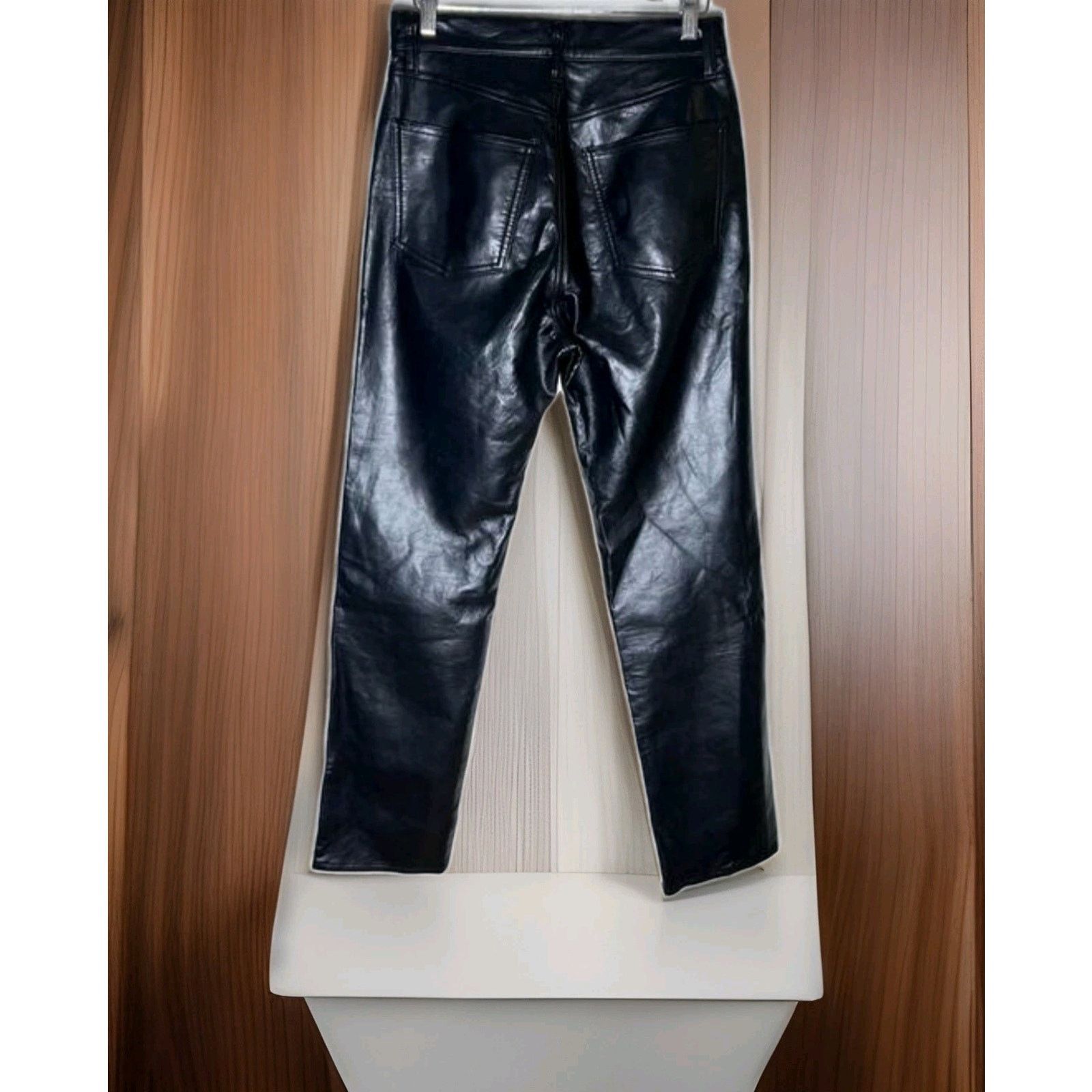 Agolde AGOLDE Recycled Leather 90's Pinch Waist Pants A164-1285 USA Size 29" - 5 Thumbnail